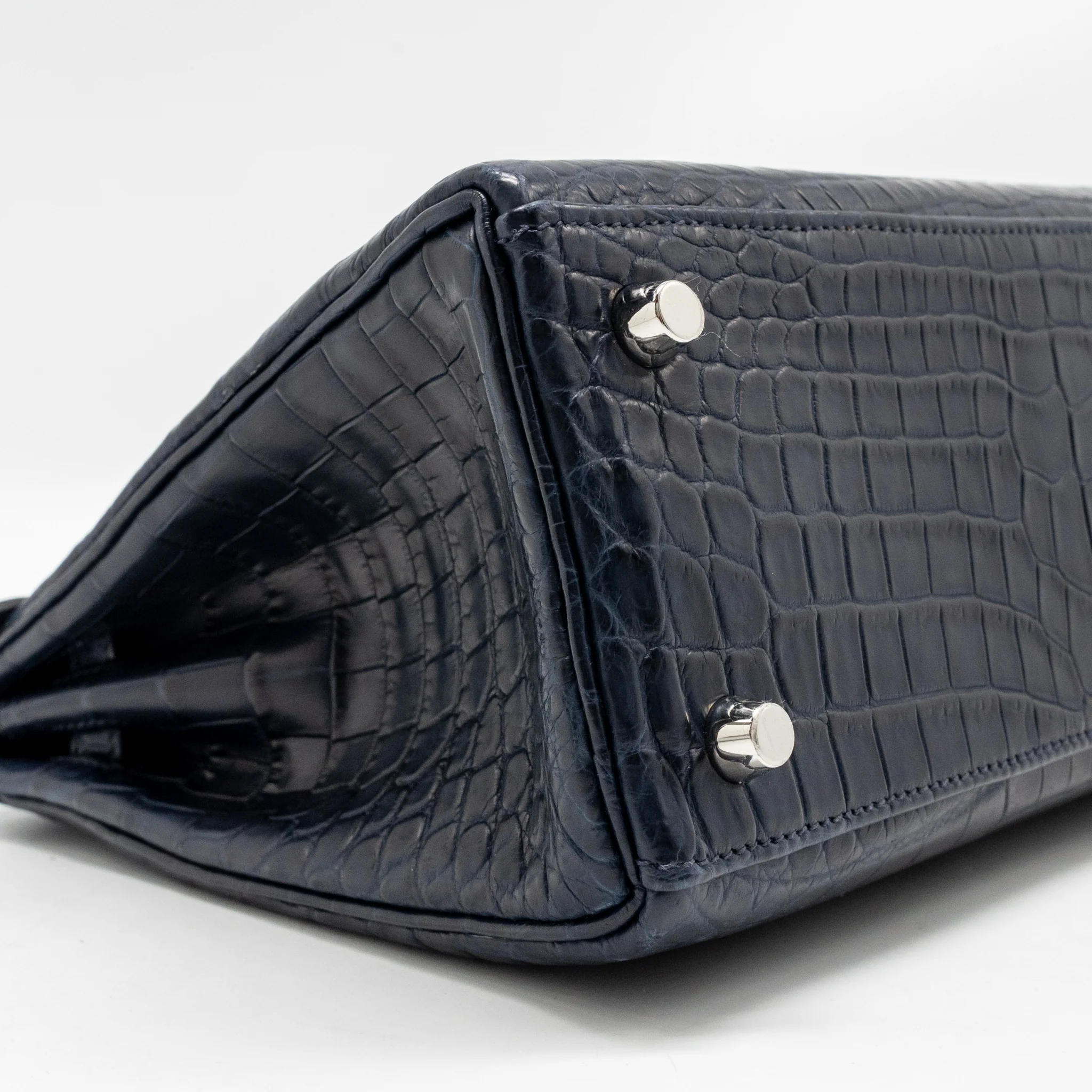 Hermes Kelly 25 crocodile niloticus Matt blue marine SHW stamp U - Image 7