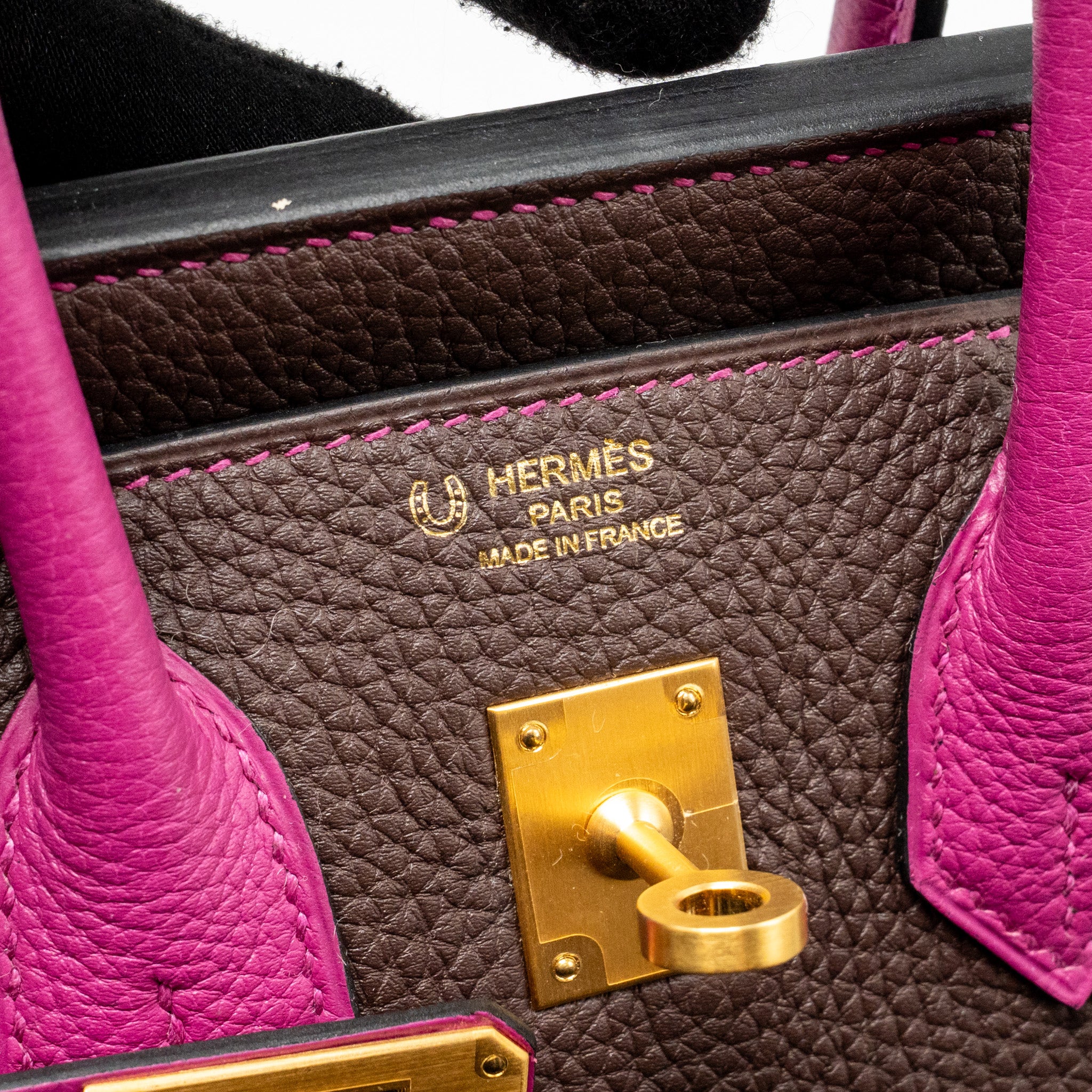 Hermes Birkin 25 Togo Chocolate / Rose Pourpre Brushed GHW Stamp D - Image 16