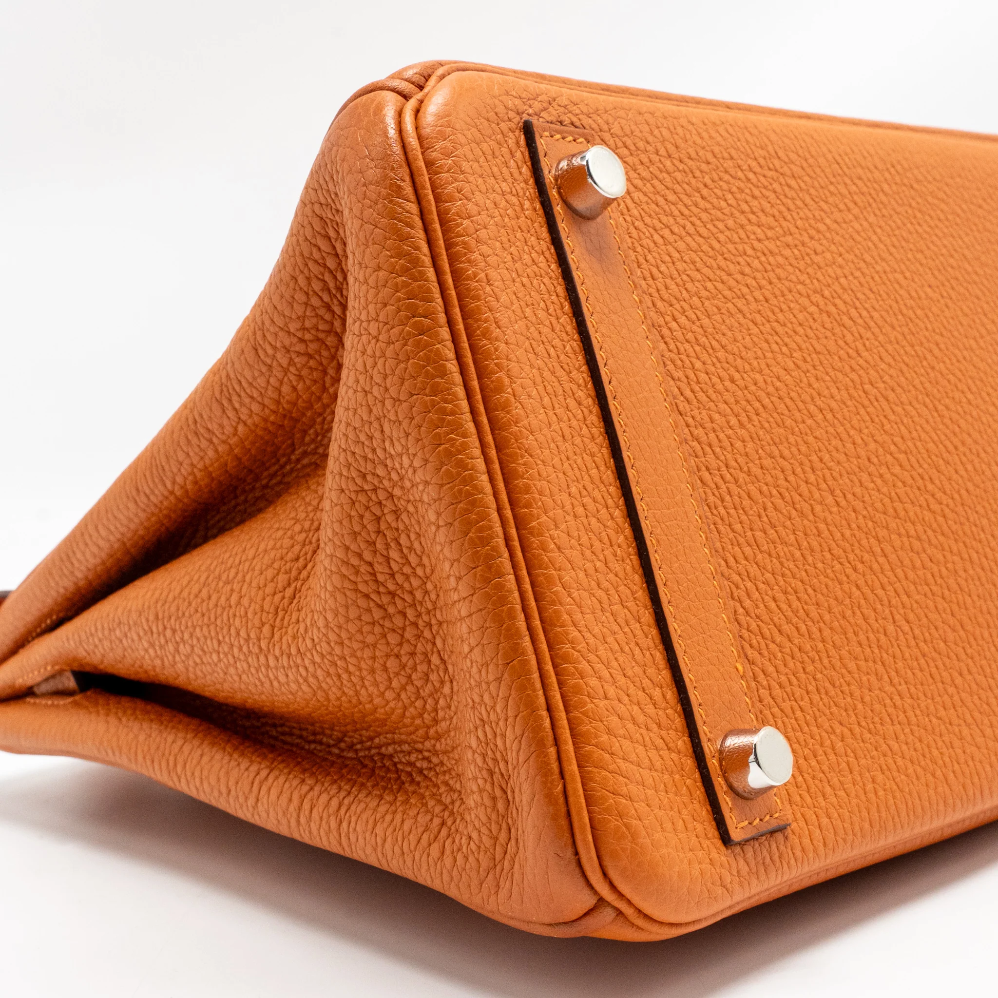 Hermes Birkin 30 Clemence Orange SHW Stamp Square I - Image 7