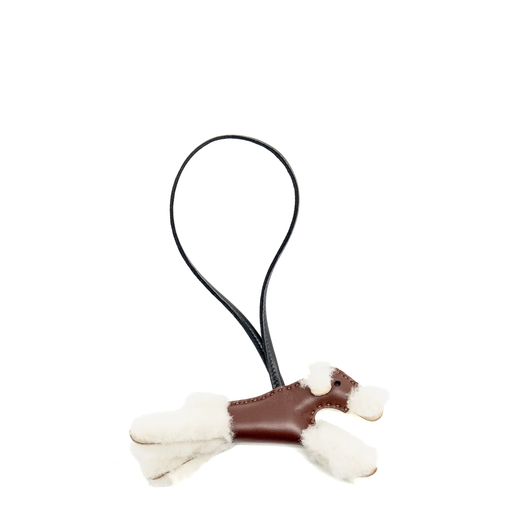 Hermes Budy SHEARING BAG CHARM Ecru/Terre/Noir Stamp G - Image 2