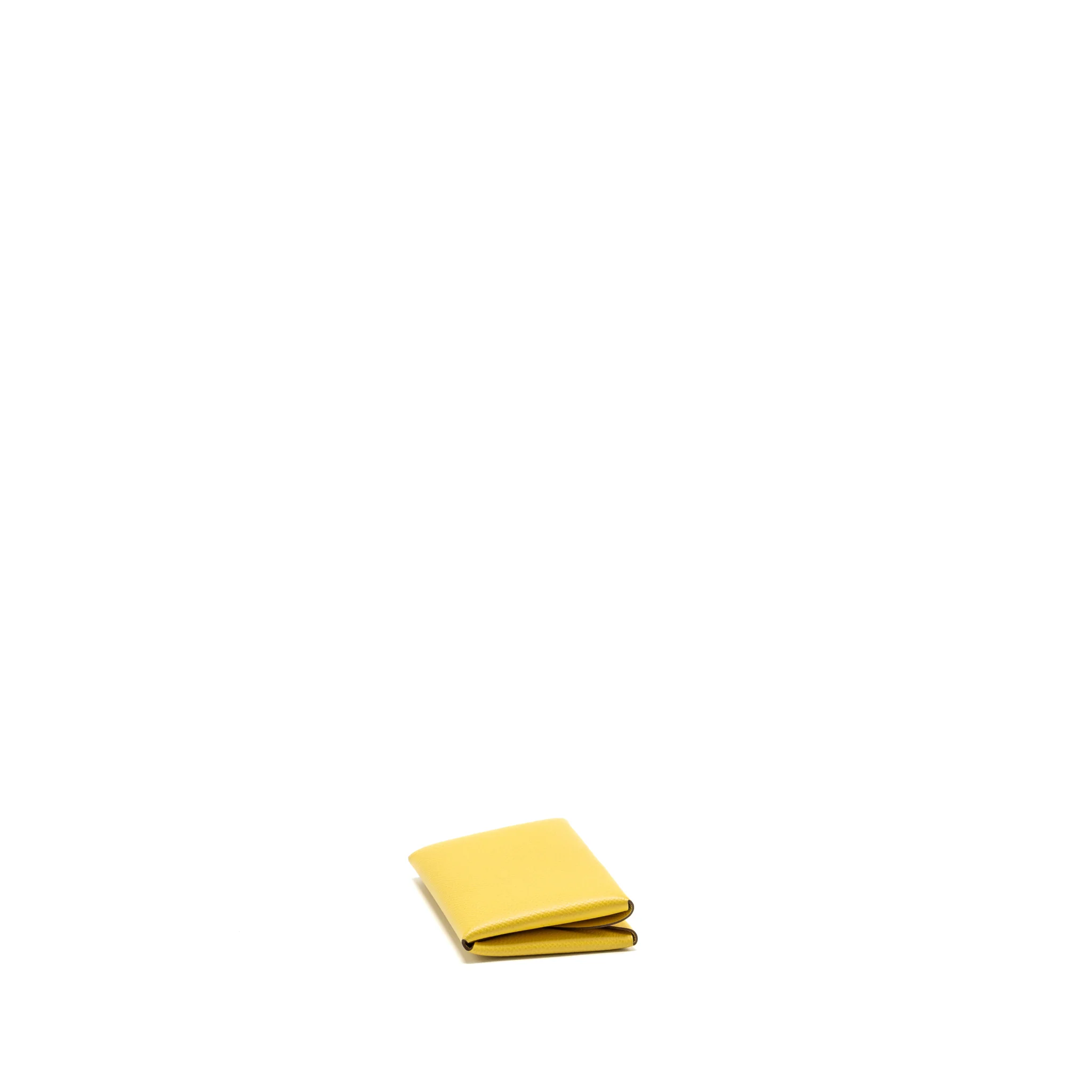 Hermes Calvi Cardholder Epsom Jaune de Naples SHW Stamp B - Image 3