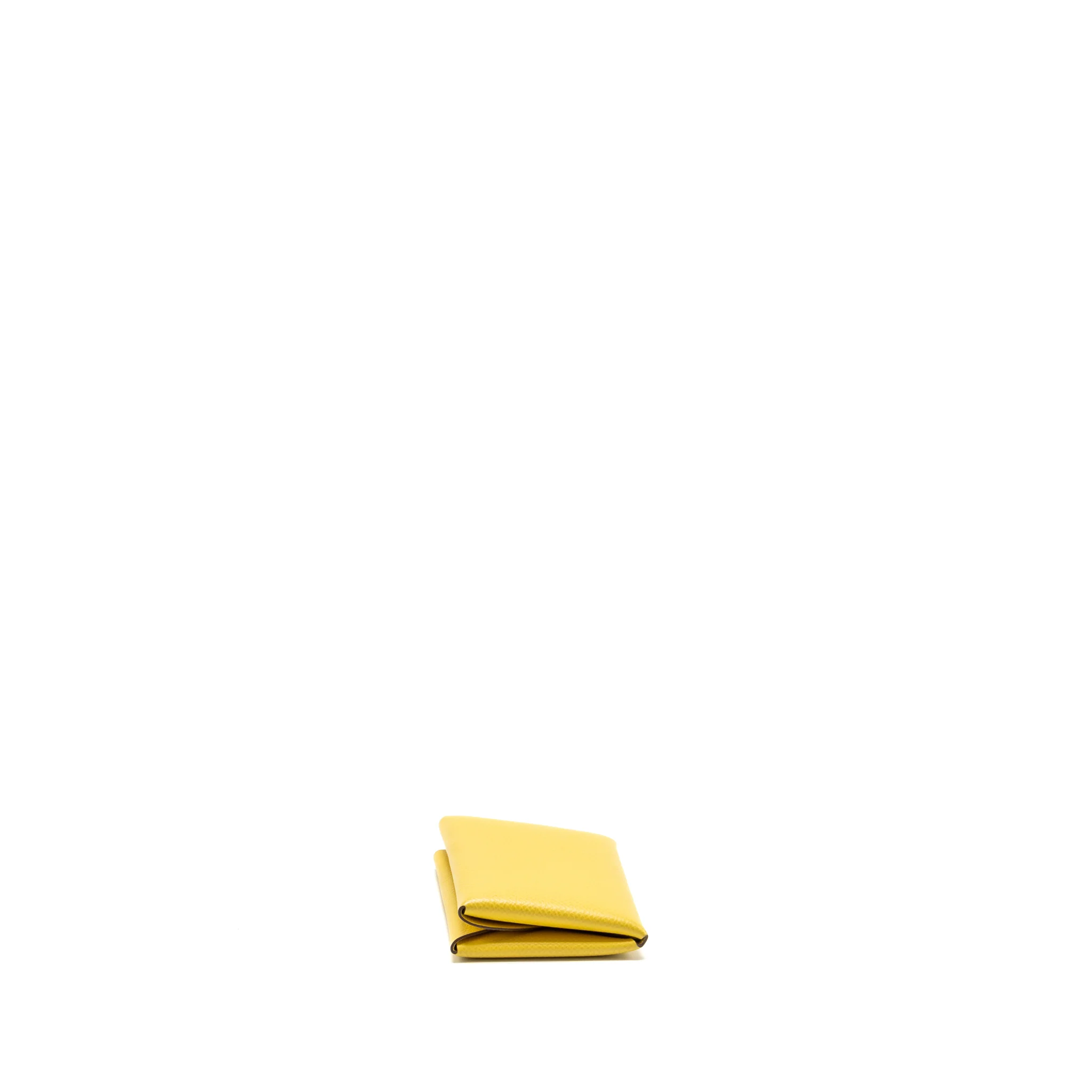 Hermes Calvi Cardholder Epsom Jaune de Naples SHW Stamp B - Image 4