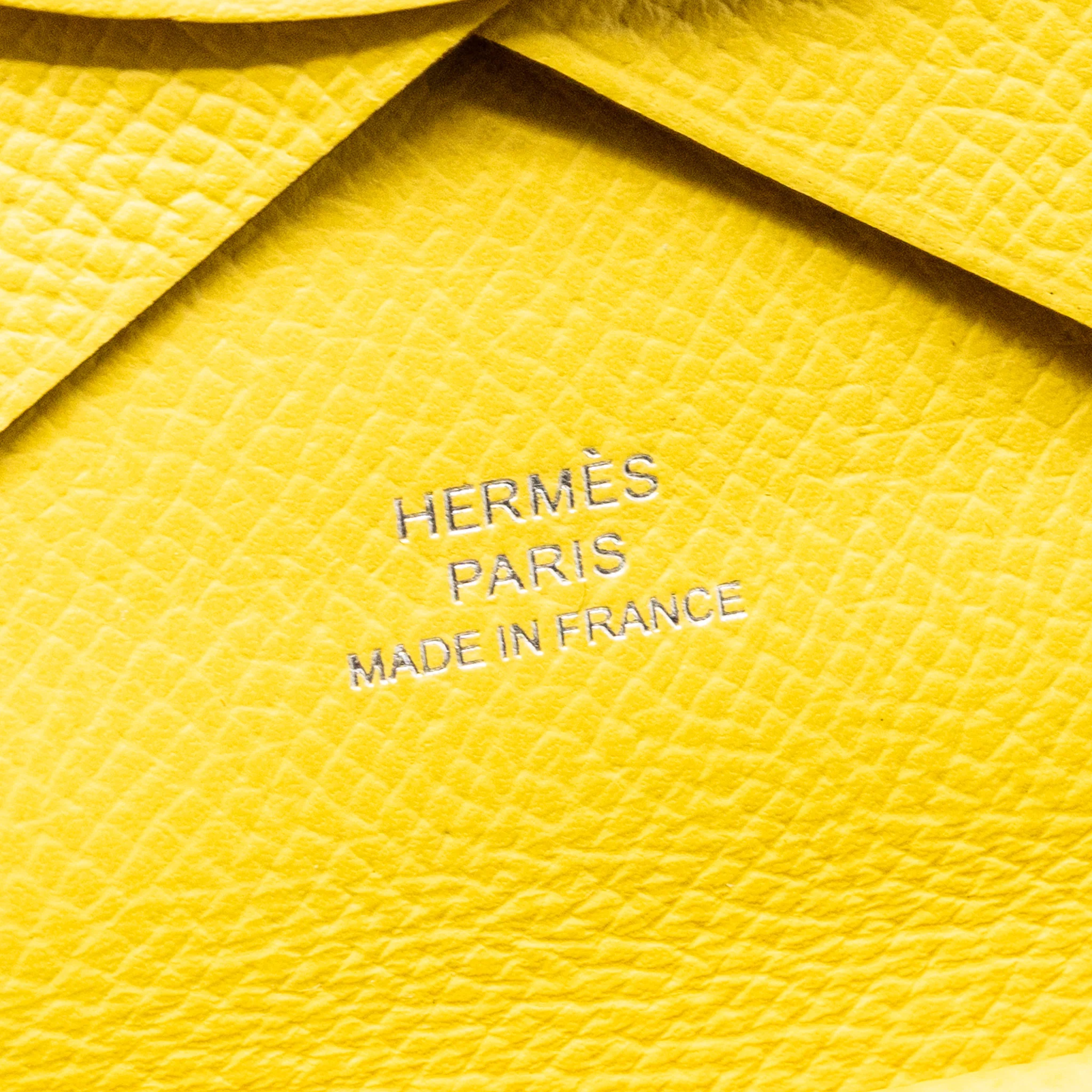 Hermes Calvi Cardholder Epsom Jaune de Naples SHW Stamp B - Image 7