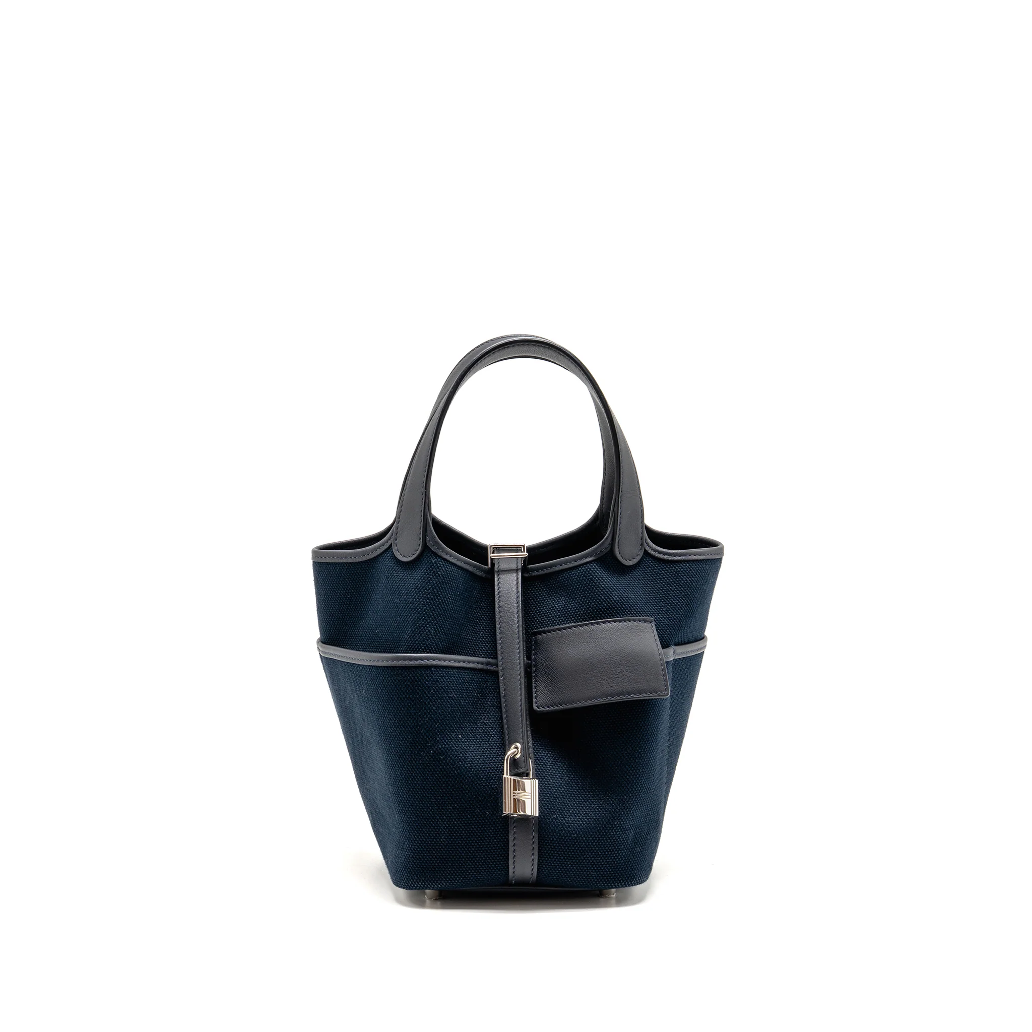 Hermes cargo picotin 18 lock bag swift / toile canvas blue marine / caban SHW stamp U