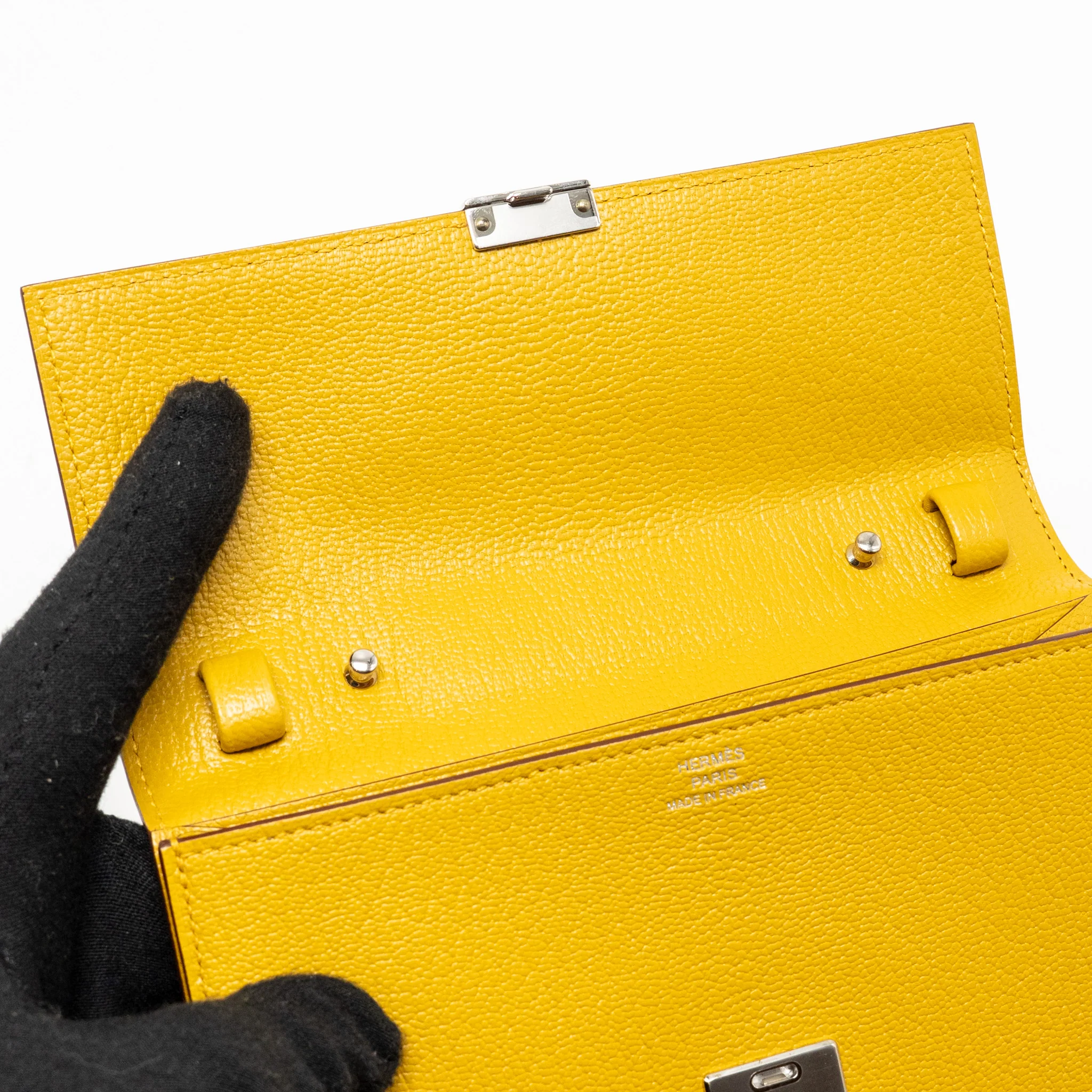 Hermes Clic 16 wallet chevre mysore jaune amber SHW stamp D - Image 16
