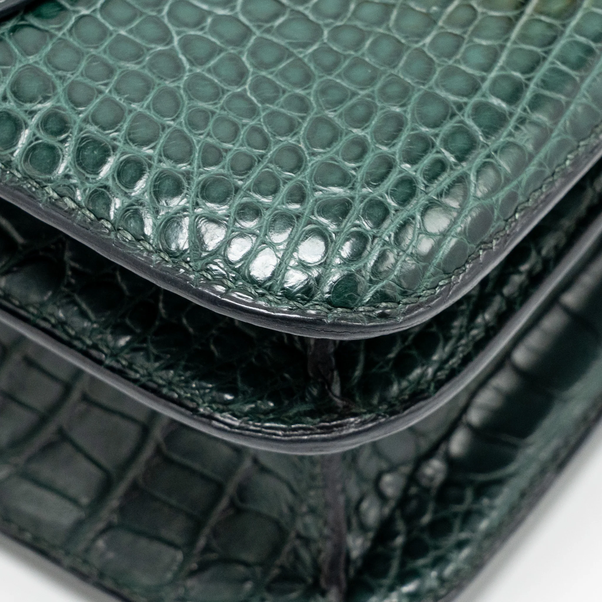 Hermes Constance 24 ALLIGATOR MISSISSIPPIENSIS MAT Vert Fonce GHW Stamp X - Image 9