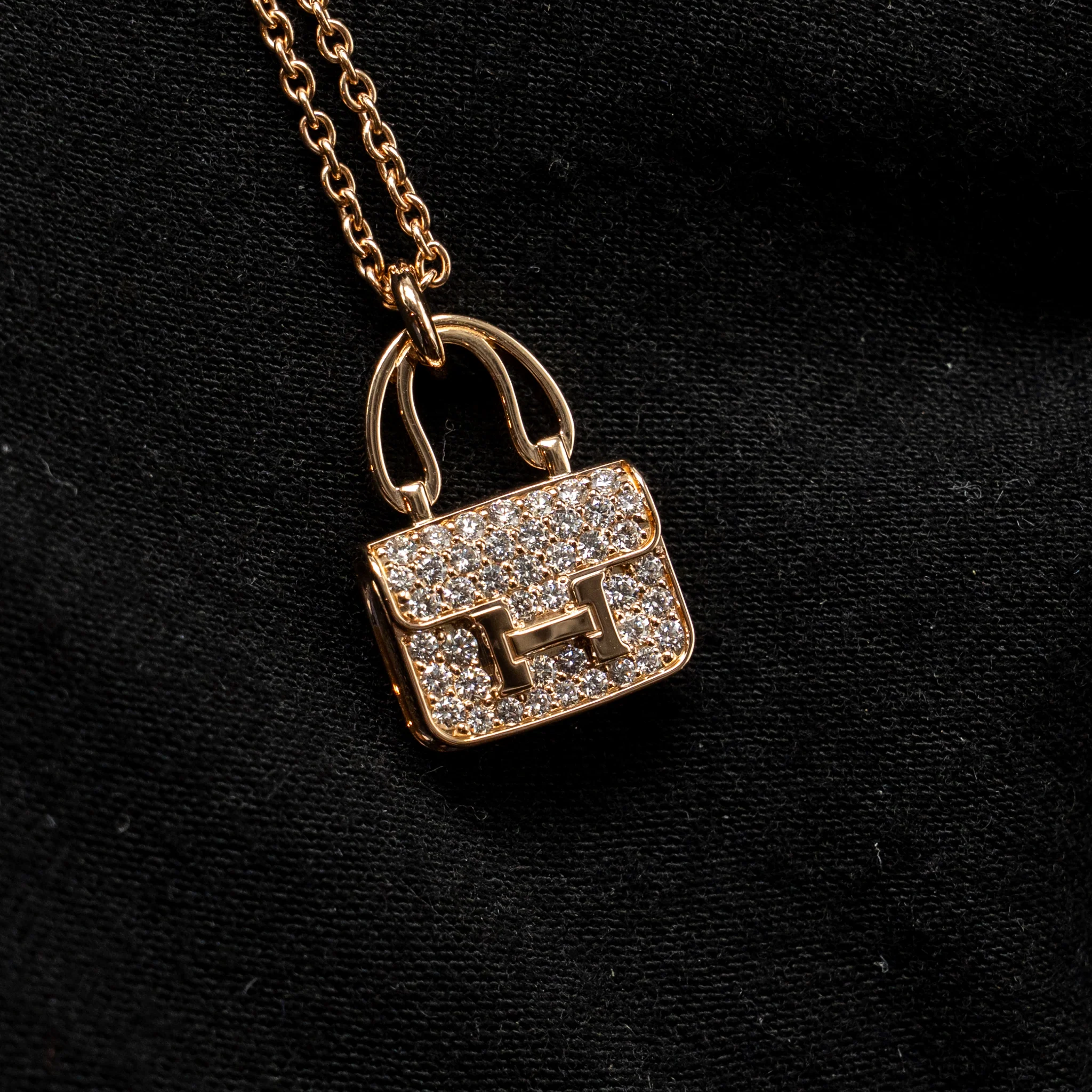 Hermes constance amulette pendant rose gold with diamonds - Image 4