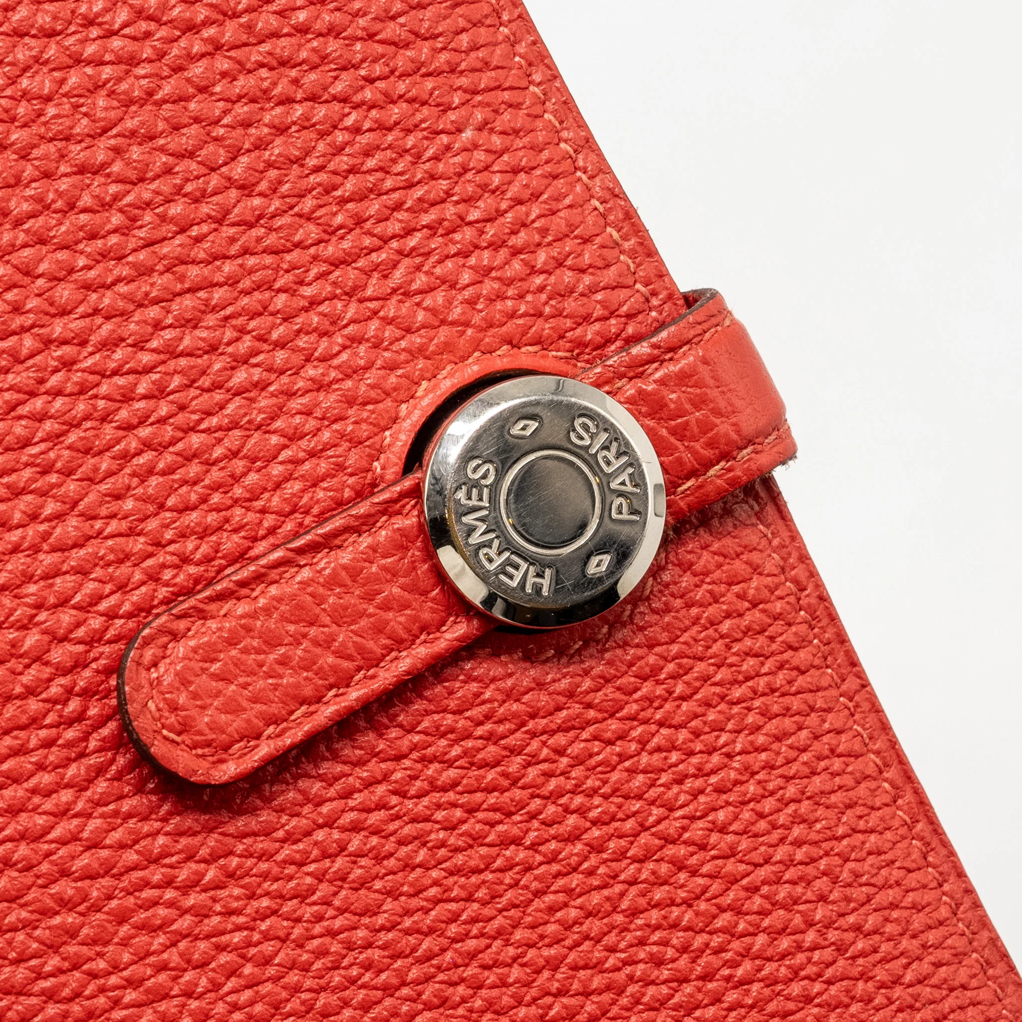 Hermes Dogan Compact Wallet Togo Red SHW Stamp T - Image 8