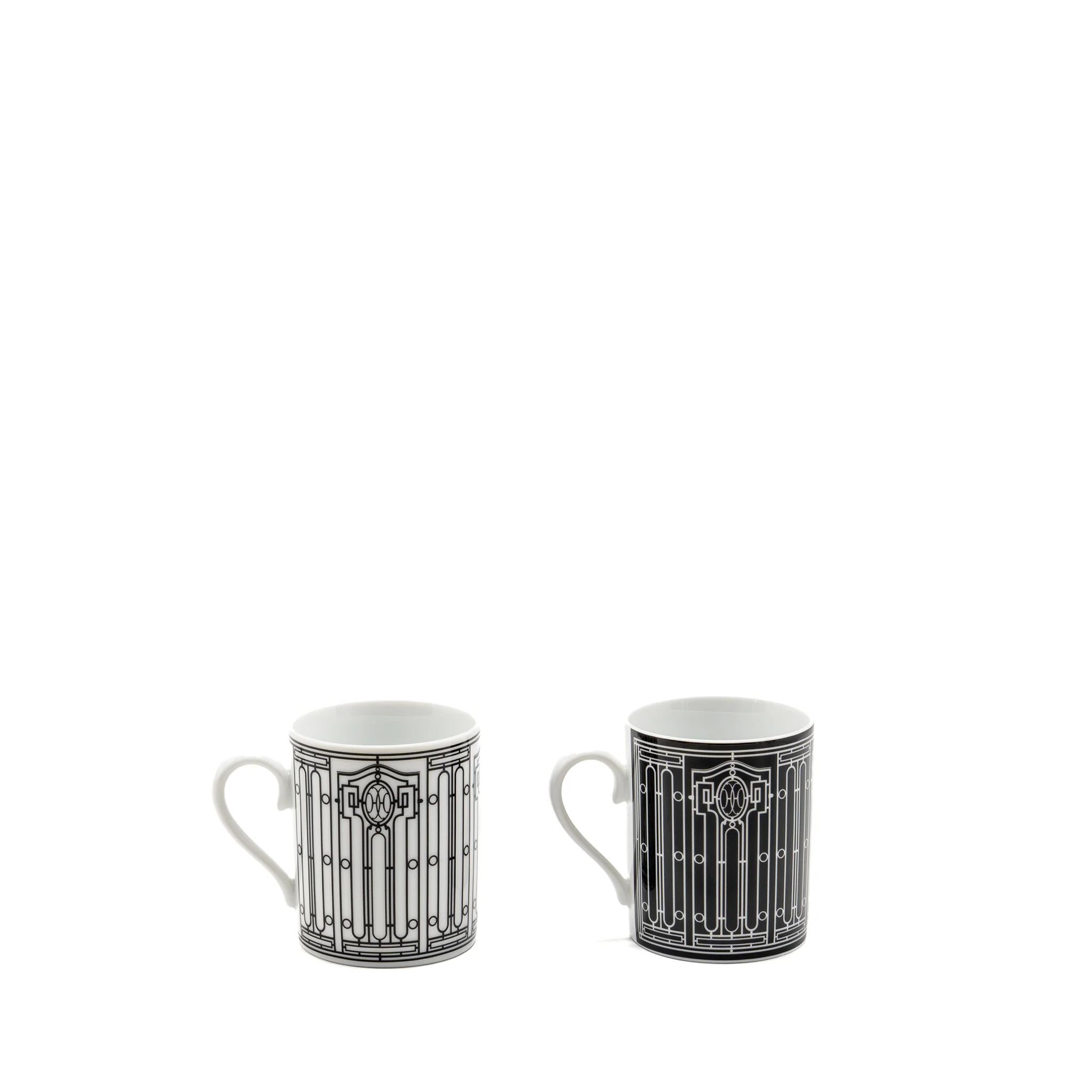 Hermes H Deco set of 2 mugs black/ white