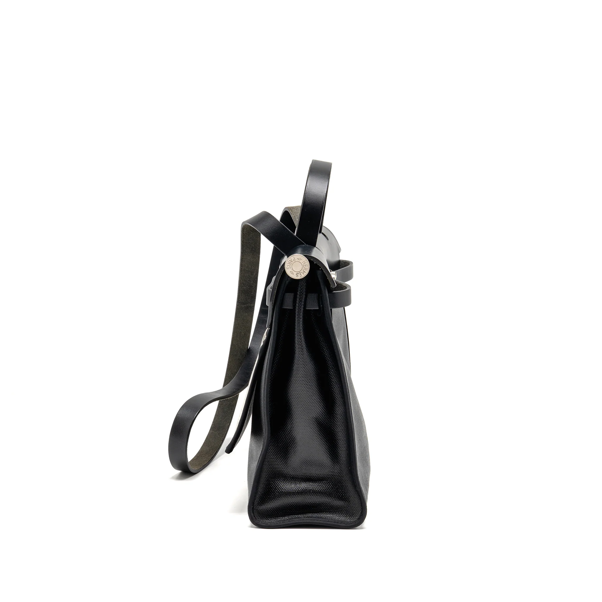 Hermes Herbag 31 Zip Bag Berline Canvas/Hunter Leather Black/ECRU-Black SHW Stamp D - Image 4
