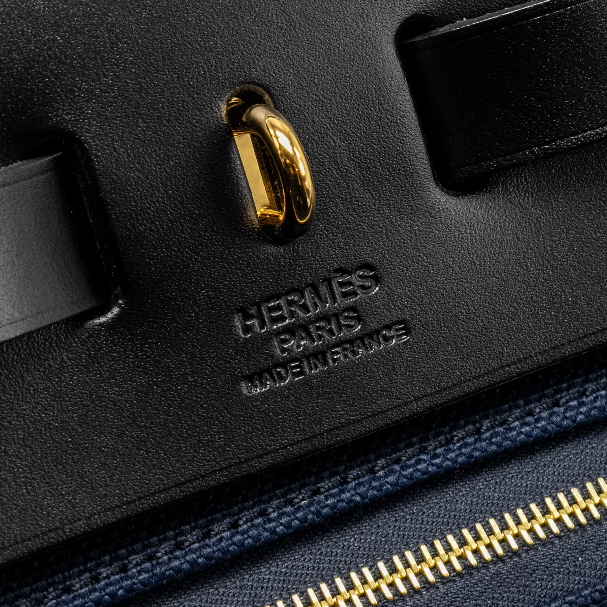 Hermes Herbag 31 zip bag canvas / Leather blue marine / black GHW stamp U - Image 12