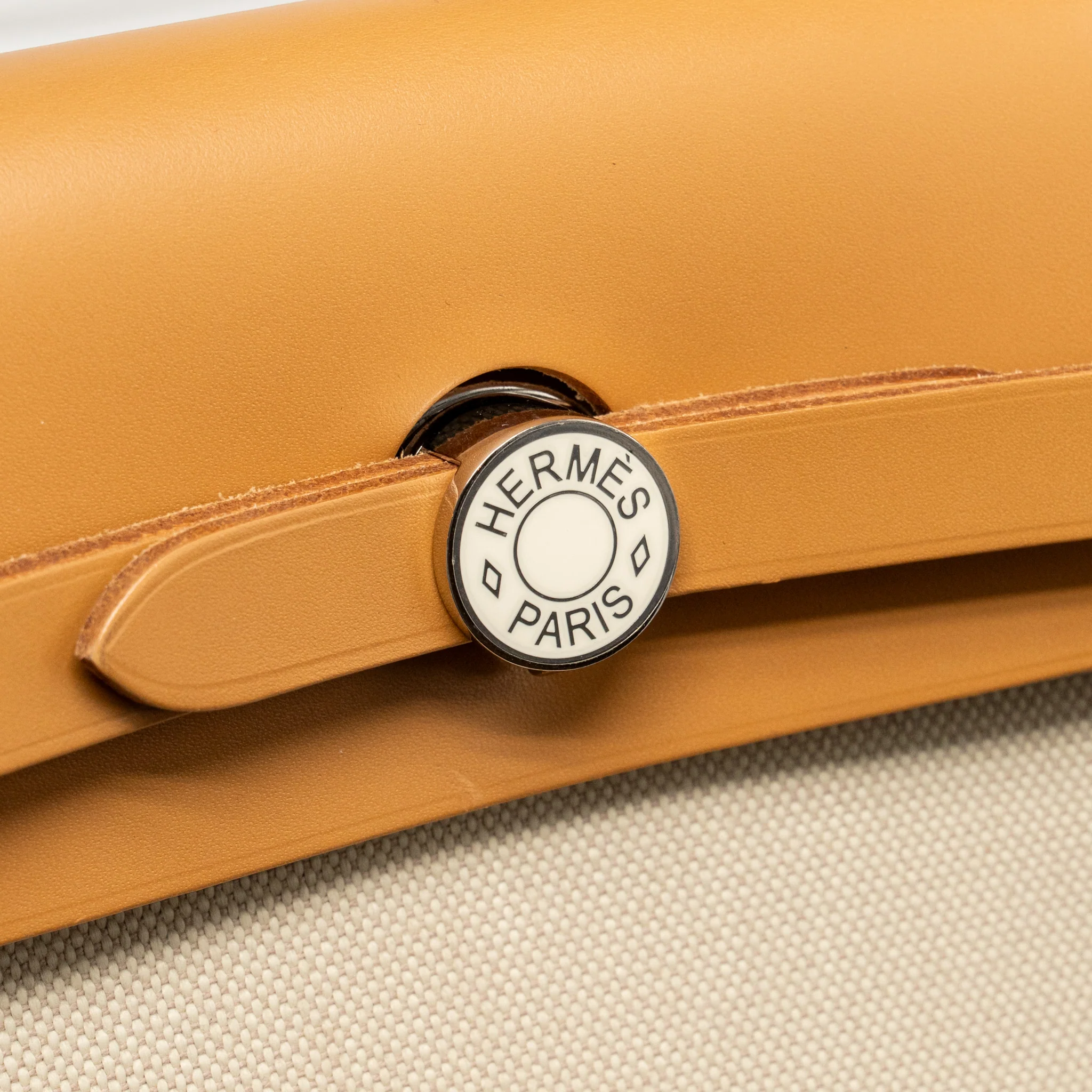 Hermes herbag 31 zip bag canvas/Hunter leather beton/nata SHW stamp U - Image 15