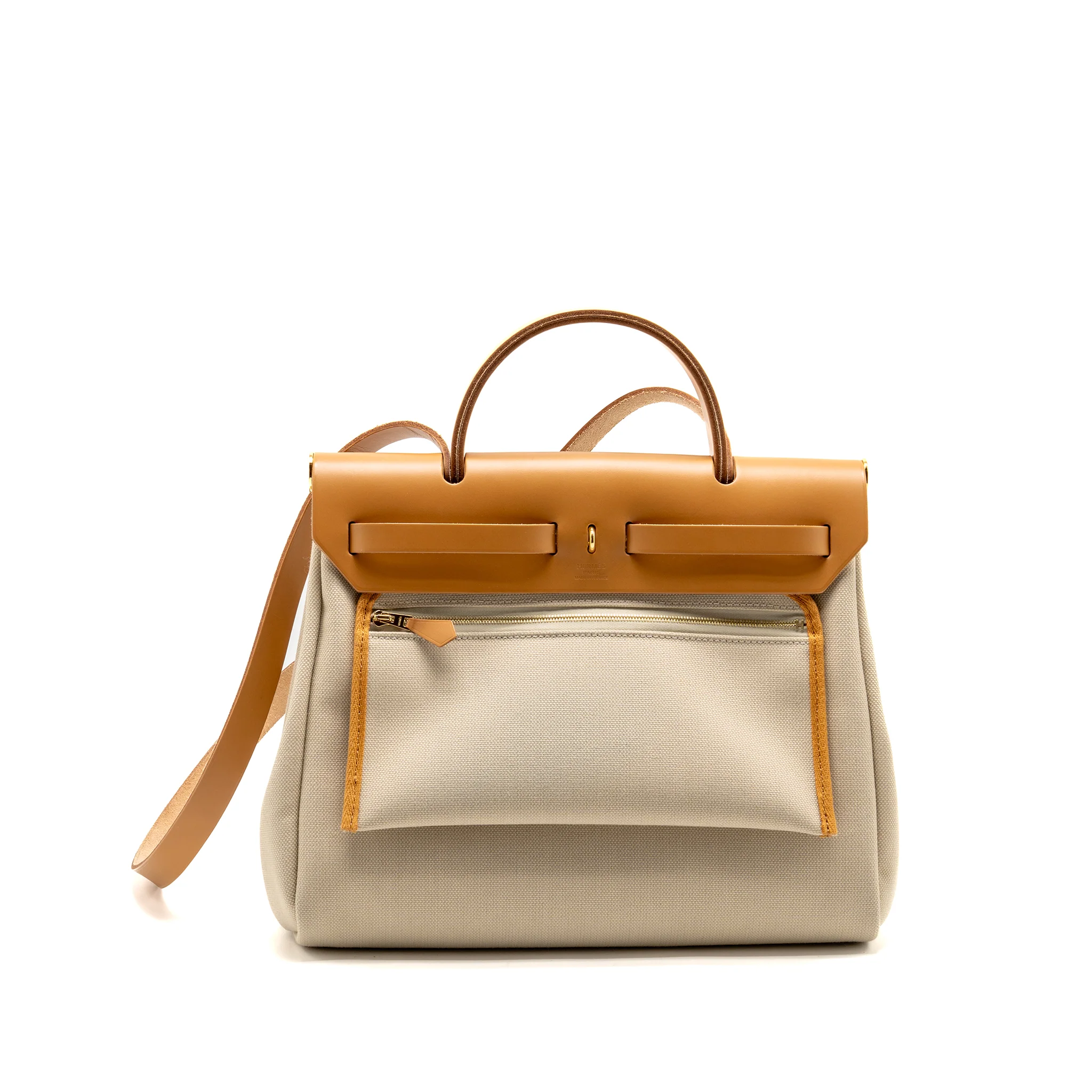 Hermes Herbag 31 Zip Bag Canvas/Hunter Leather Beton/Naturel Sable GHW Stamp U - Image 2