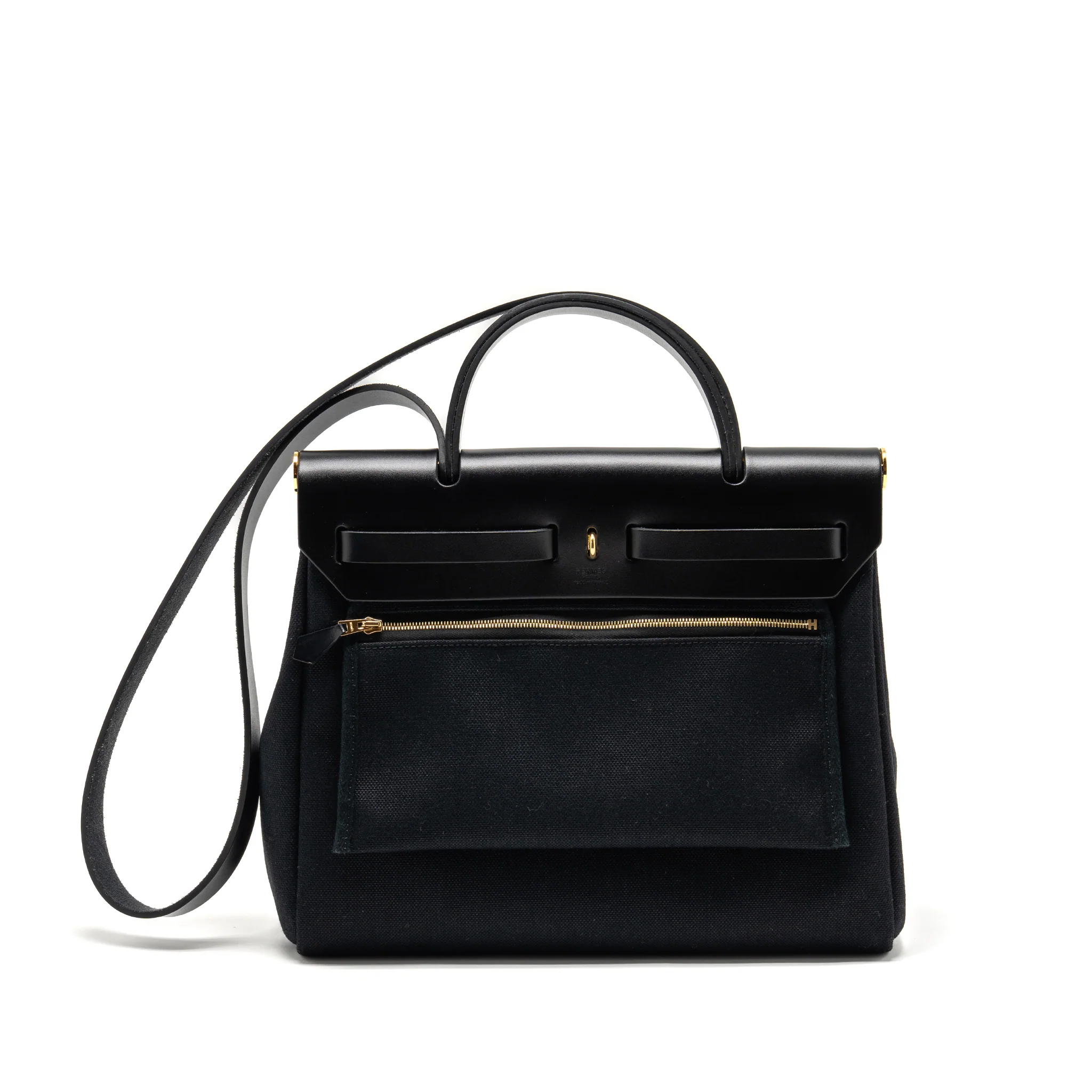 Hermes Herbag 31 Zip Bag Canvas/Hunter Leather Black GHW Stamp B - Image 2