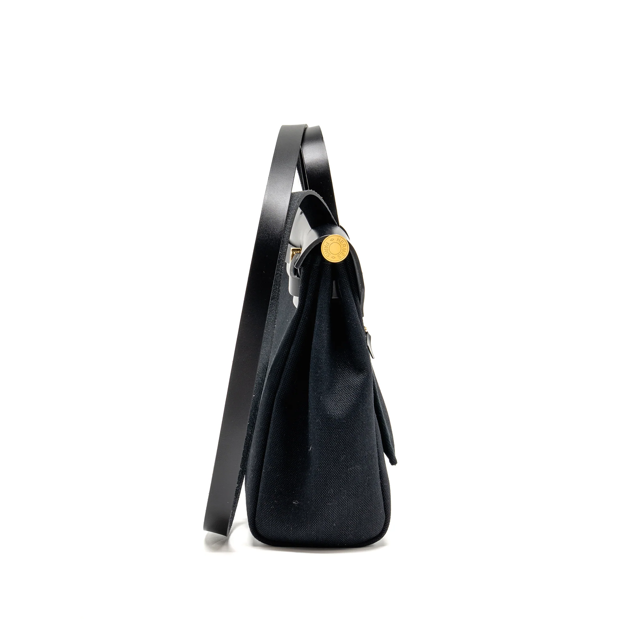 Hermes Herbag 31 Zip Bag Canvas/Hunter Leather Black GHW Stamp B - Image 3