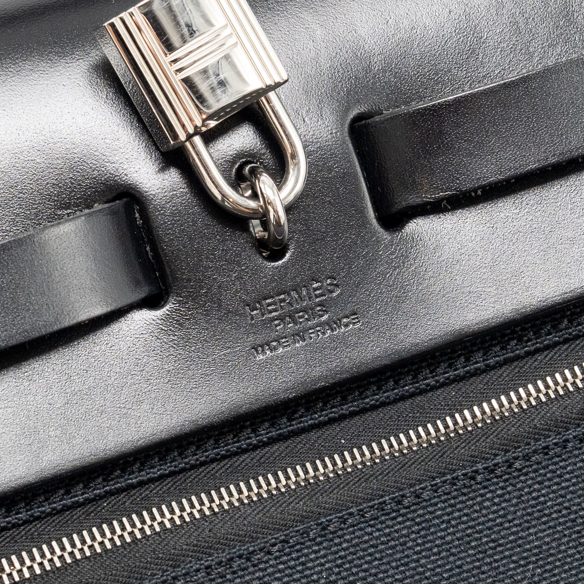 Hermes Herbag 31 zip bag canvas/ hunter leather black SHW stamp Y - Image 13