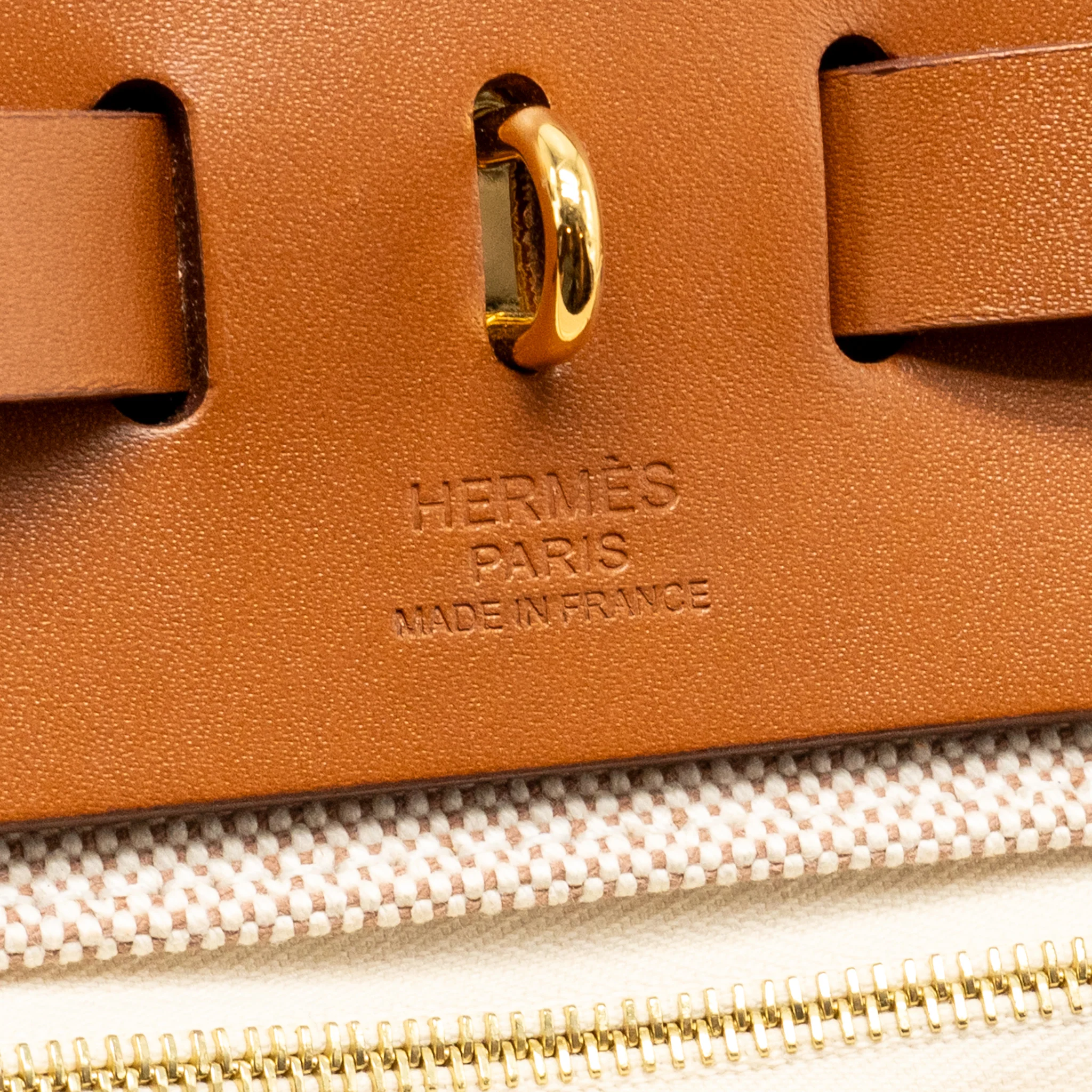 Hermes Herbag 31 Zip Bag Canvas/Hunter Leather Ecru-Beige/Fauv GHW Stamp B - Image 15