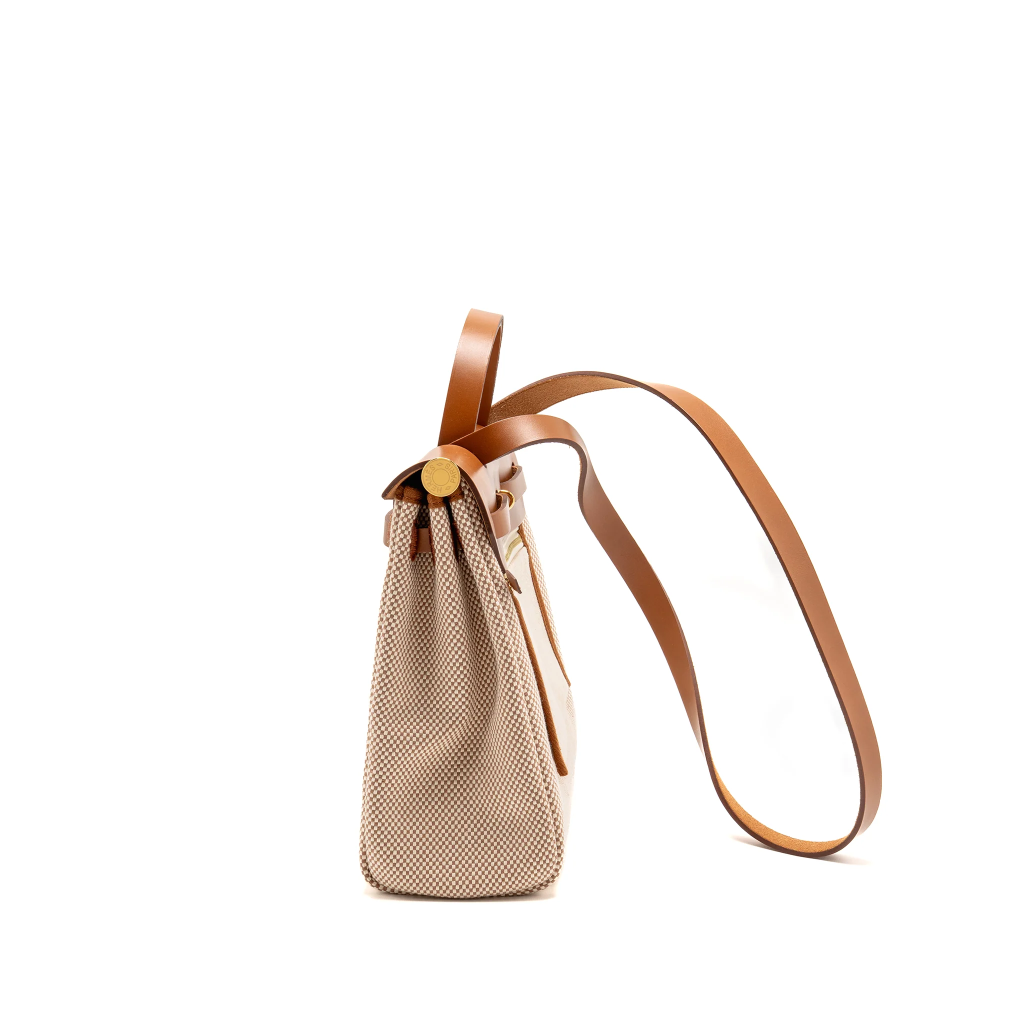 Hermes Herbag 31 Zip Bag Canvas/Hunter Leather Ecru-Beige/Fauv GHW Stamp B - Image 4