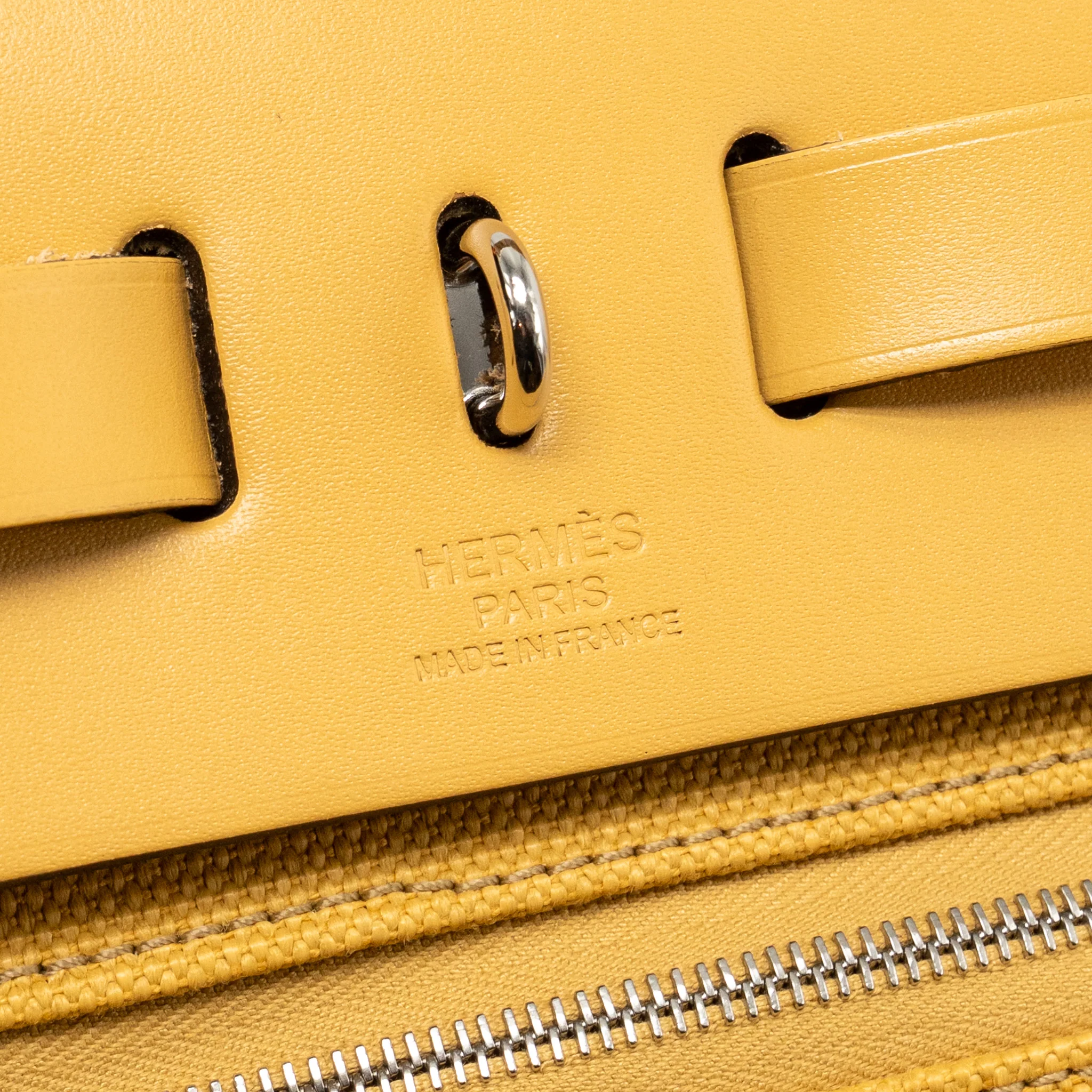 Hermes Herbag 31 Zip Bag CANVAS/HUNTER LEATHER Paille SHW Stamp K - Image 15