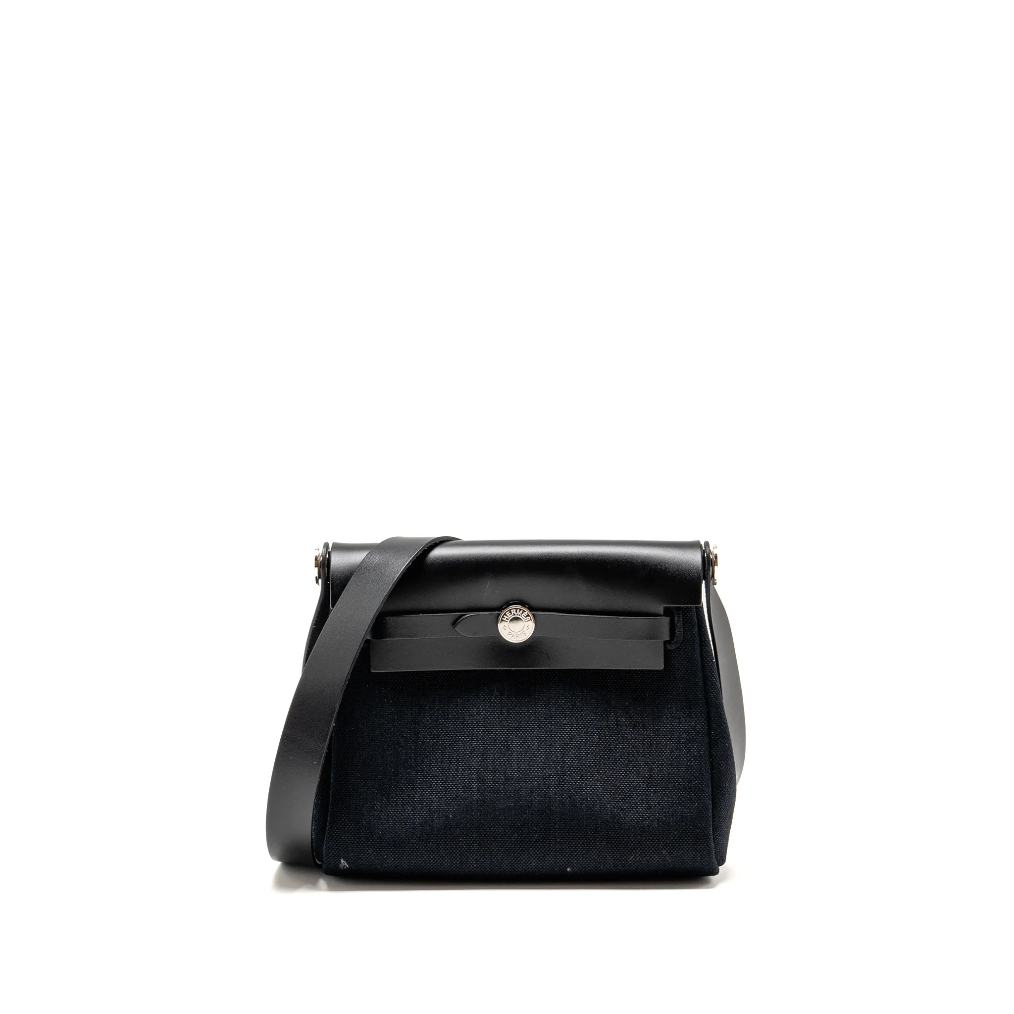 Hermes Herbag Mini Canvas/Hunter leather Black SHW Stamp W