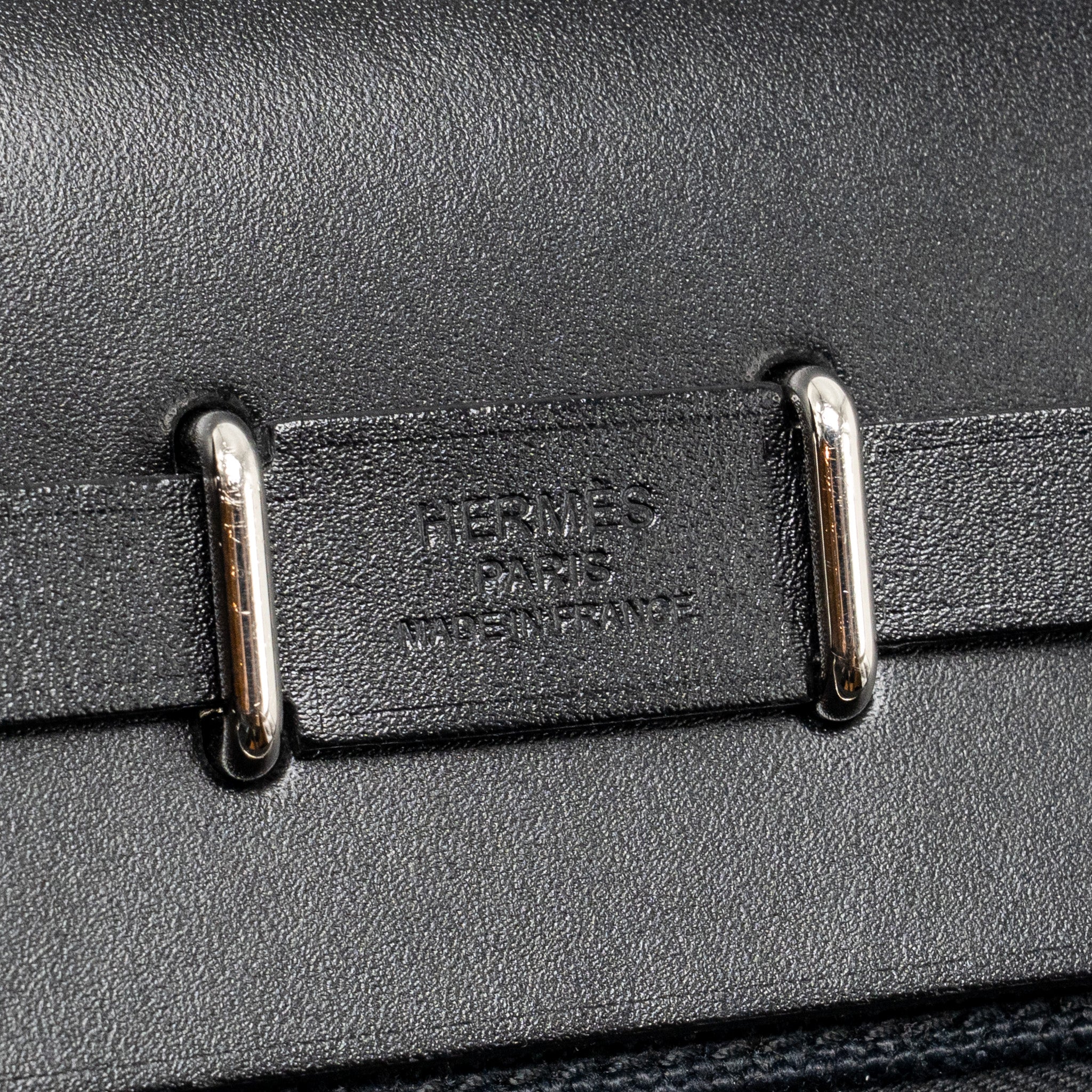 Hermes Herbag Mini Canvas/Hunter leather Black SHW Stamp W - Image 14