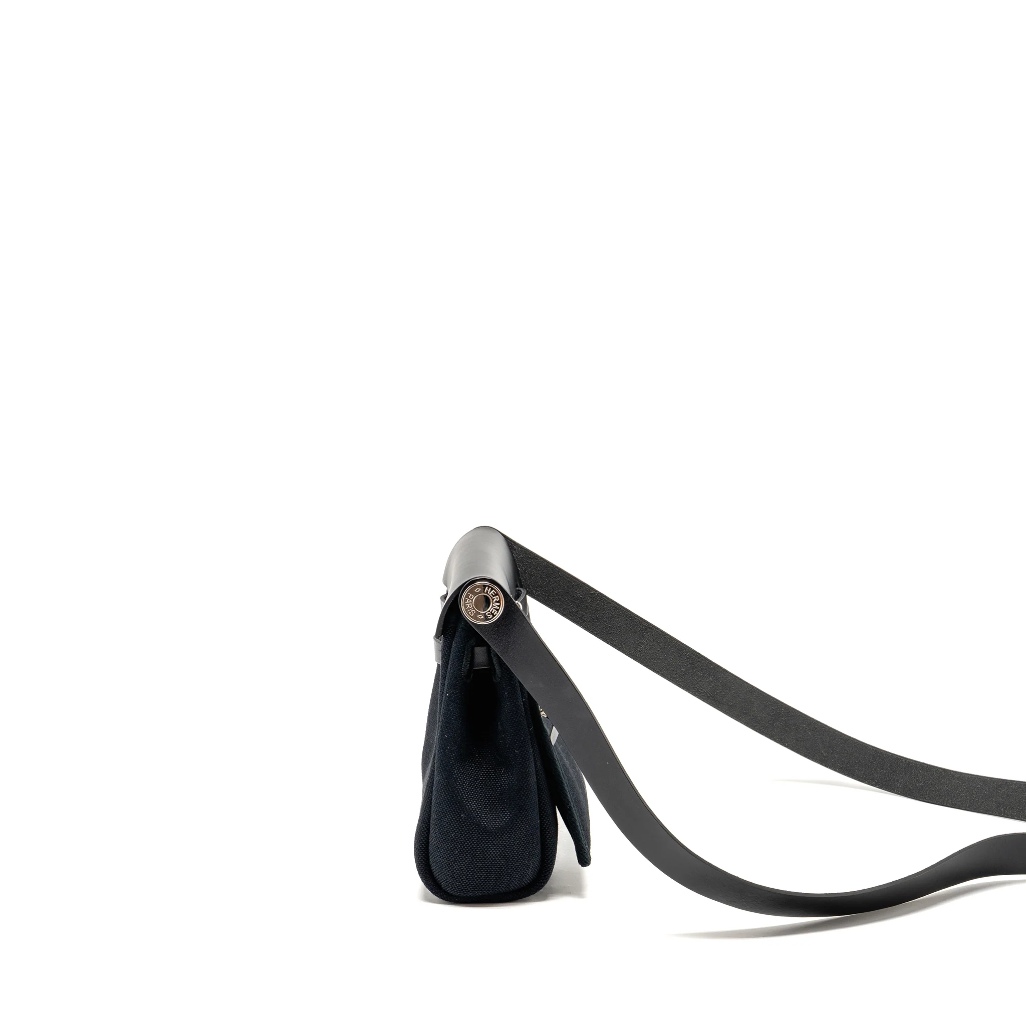 Hermes Herbag Mini Canvas/Hunter leather Black SHW Stamp W - Image 4