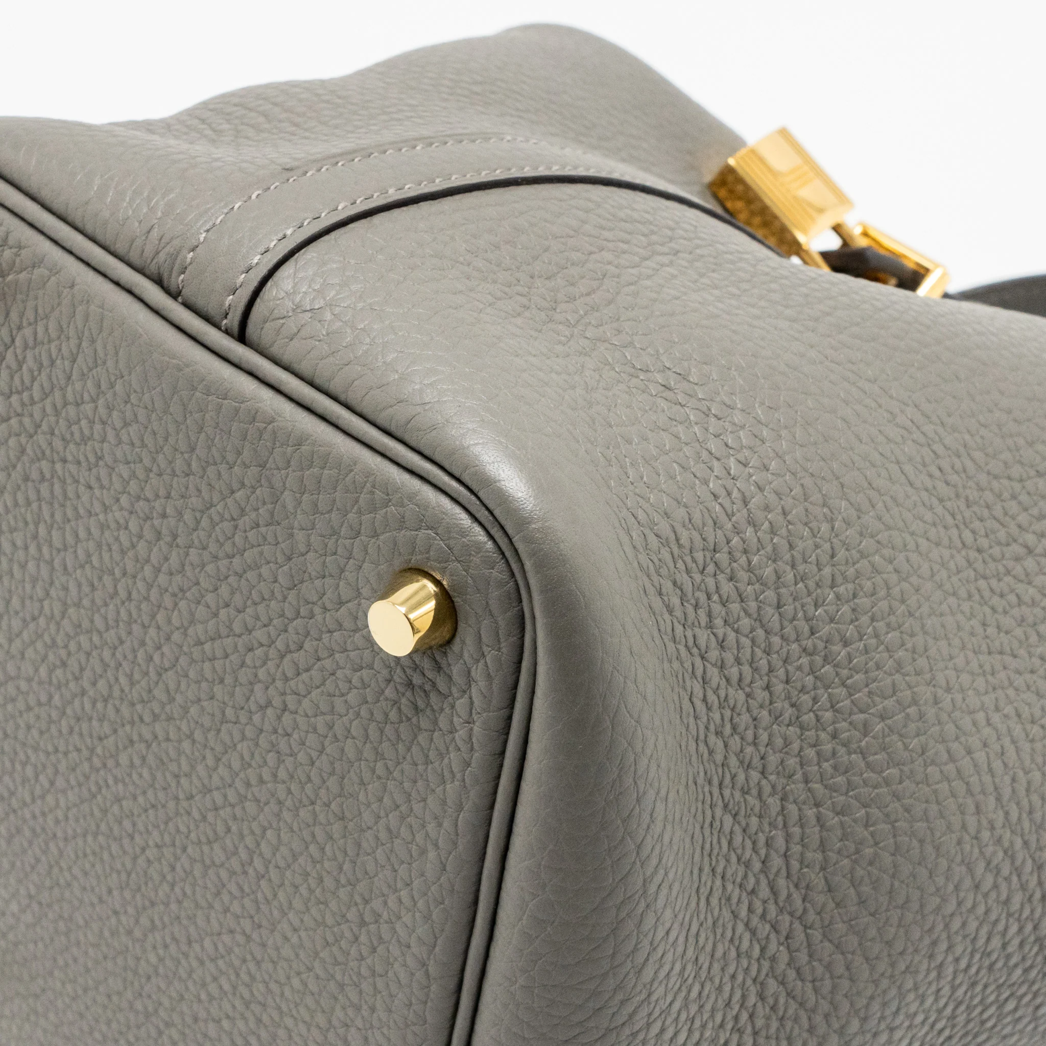 Hermes picotin 18 lock bag clemence Gris meyer GHW stamp U - Image 9