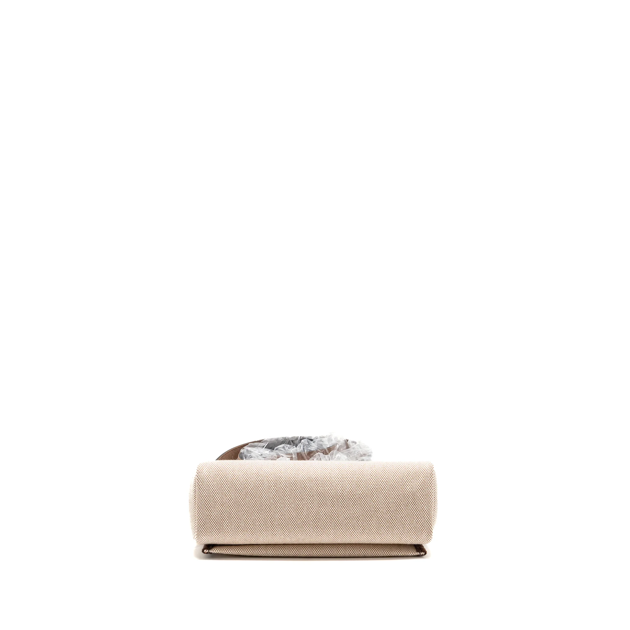 Hermes Herbag Mini Canvas / Hunter Leather Ecru-Beige / Ebene GHW Stamp K - Image 5