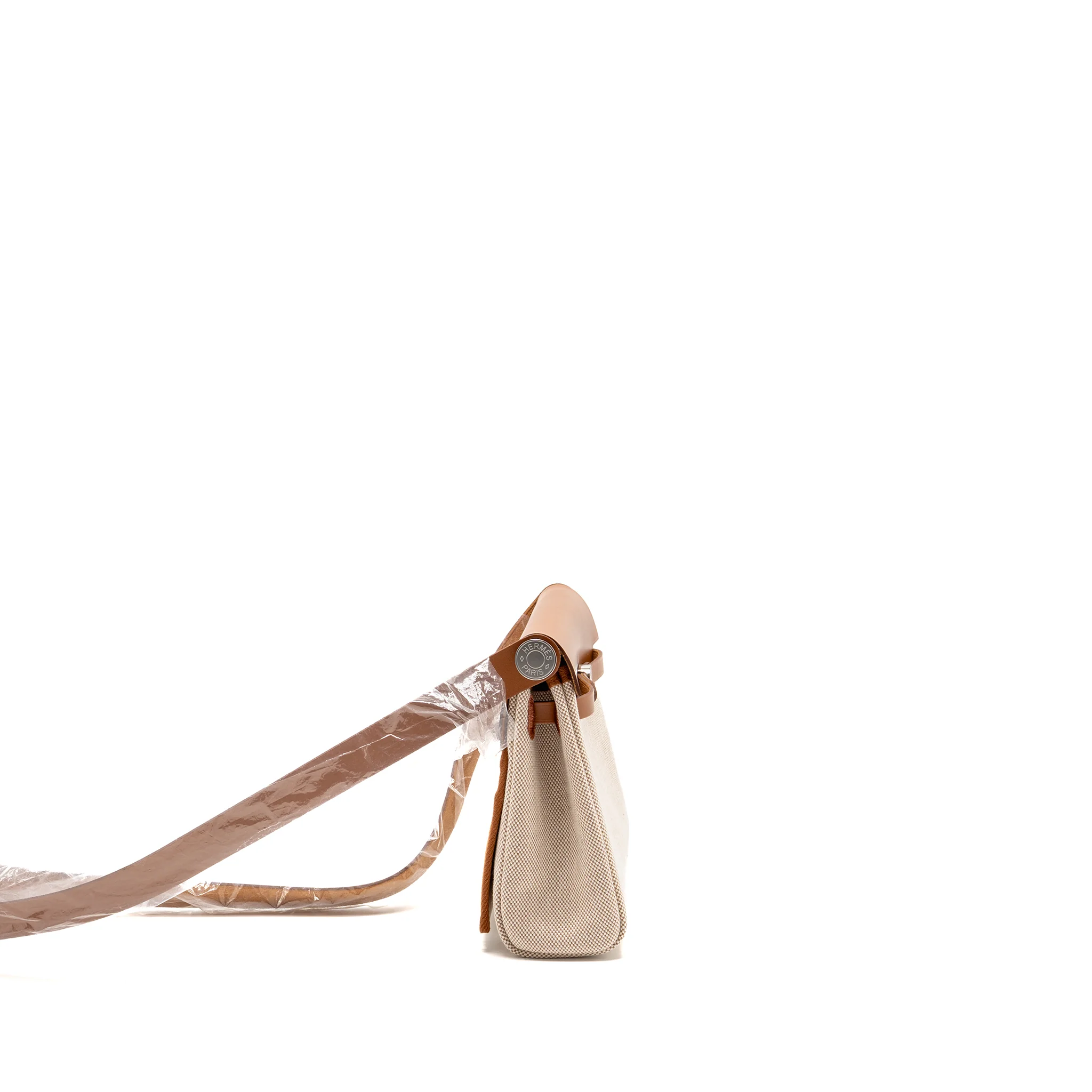 Hermes herbag mini canvas/Hunter leather ecru-beige/fauve SHW stamp K - Image 3
