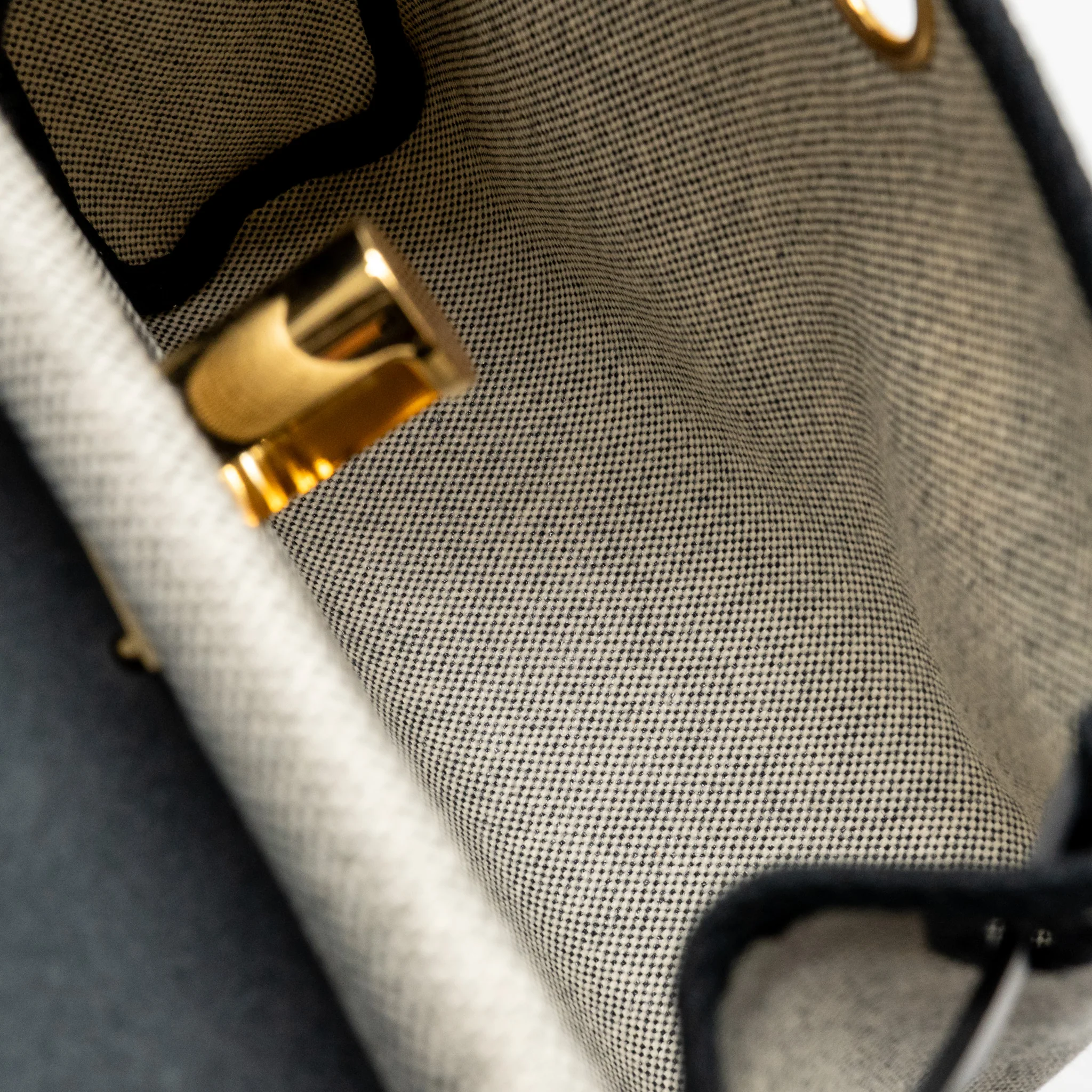 Hermes Herbag Mini Canvas/Hunter Leather Ecru-Noir/Noir GHW Stamp K - Image 16