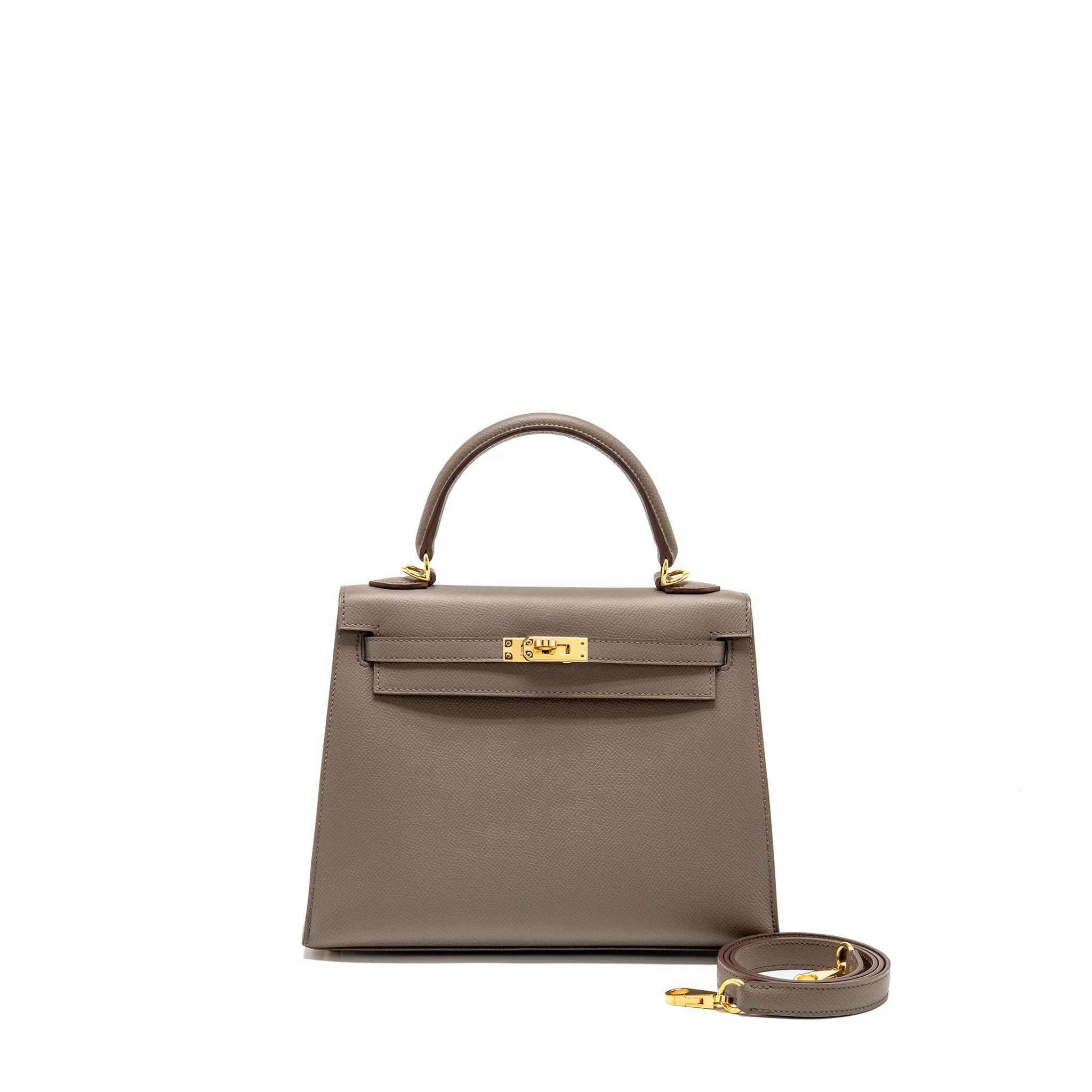 Hermes Kelly 25 Epsom 8F Gris Etain GHW stamp D