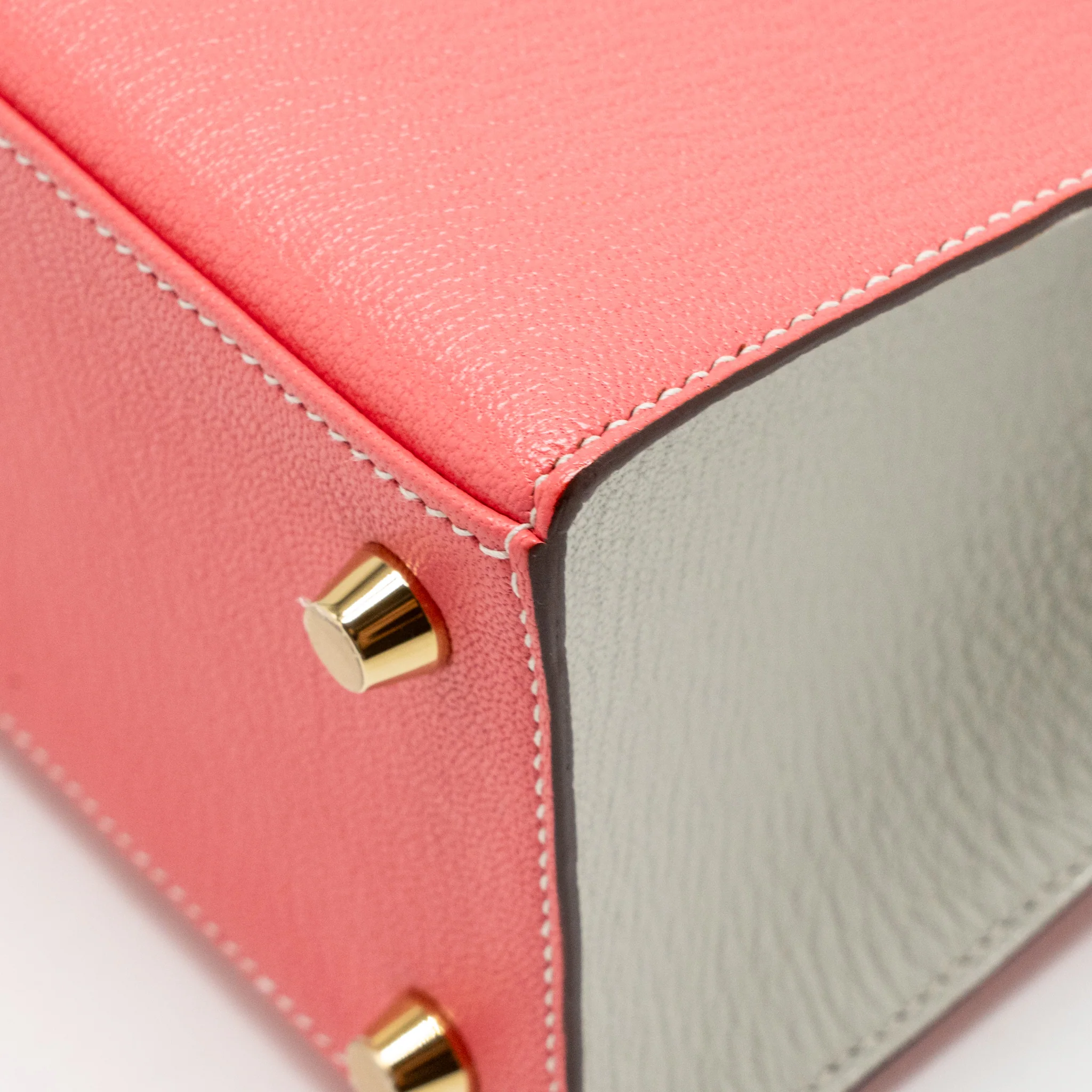 Hermes Kelly 25 Special Order Chèvre Mysore Rose Lipstick / Gris Perle GHW Stamp Y - Image 12