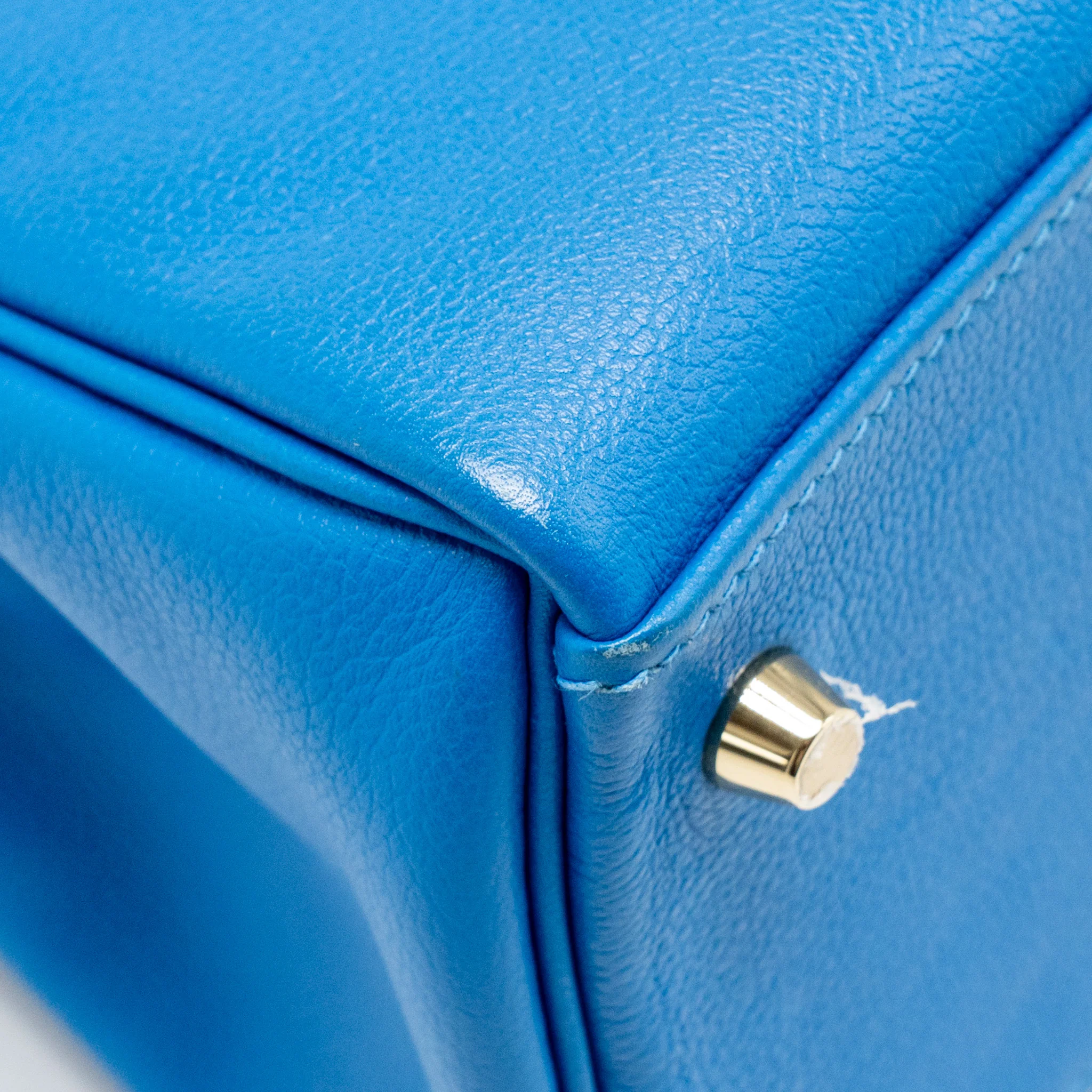Hermes Kelly 32 Evercolor Blue Hydra GHW Stamp X - Image 10