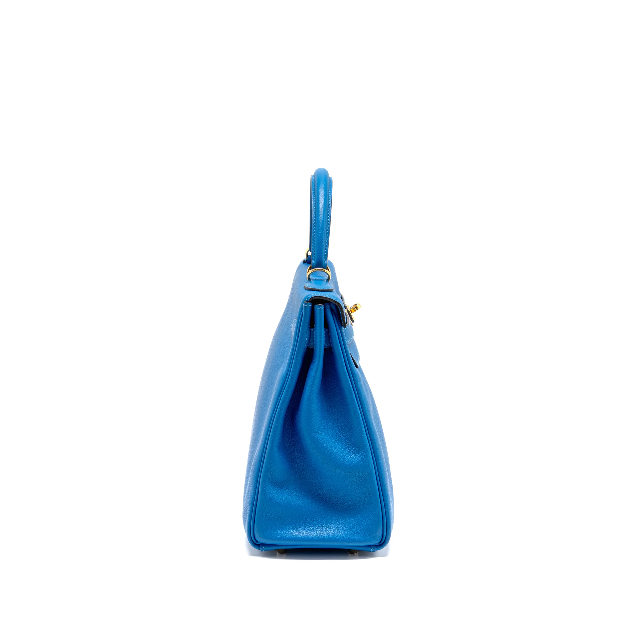 Hermes Kelly 32 Evercolor Blue Hydra GHW Stamp X - Image 3