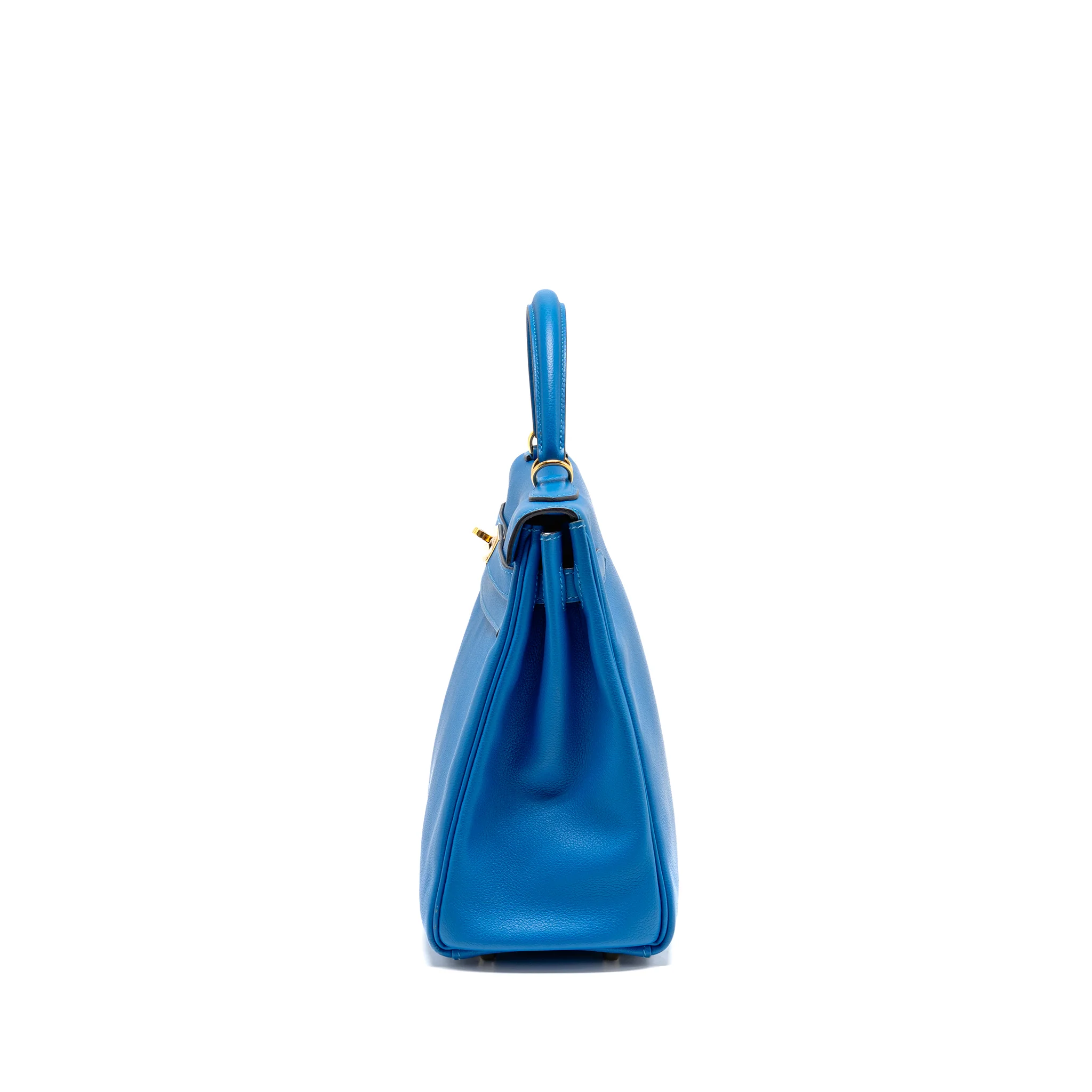 Hermes Kelly 32 Evercolor Blue Hydra GHW Stamp X - Image 4