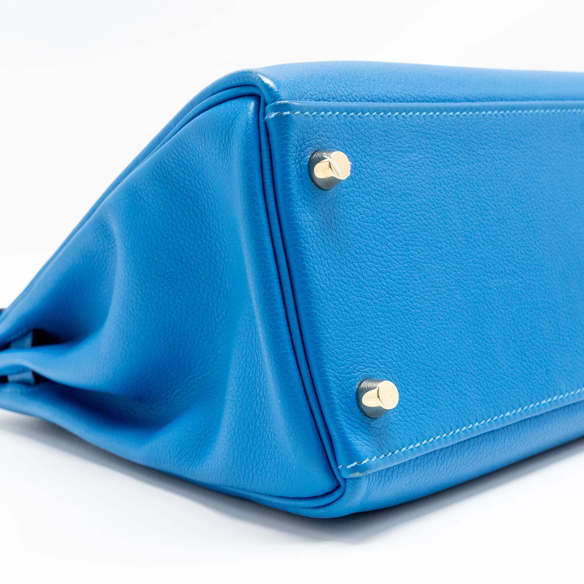 Hermes Kelly 32 Evercolor Blue Hydra GHW Stamp X - Image 6