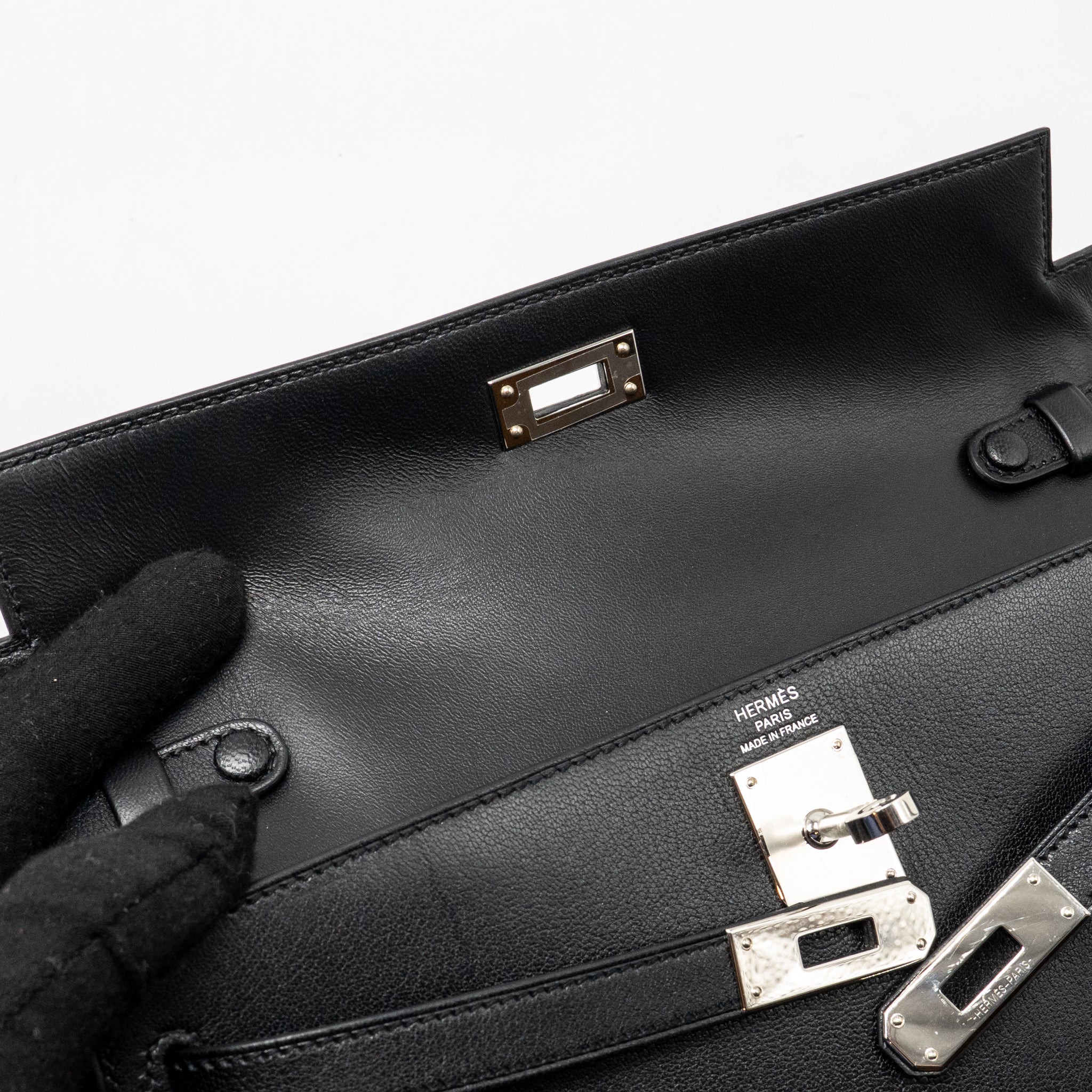 Hermes Kelly Elan Chèvre Chamkila Black SHW Stamp B - Image 15