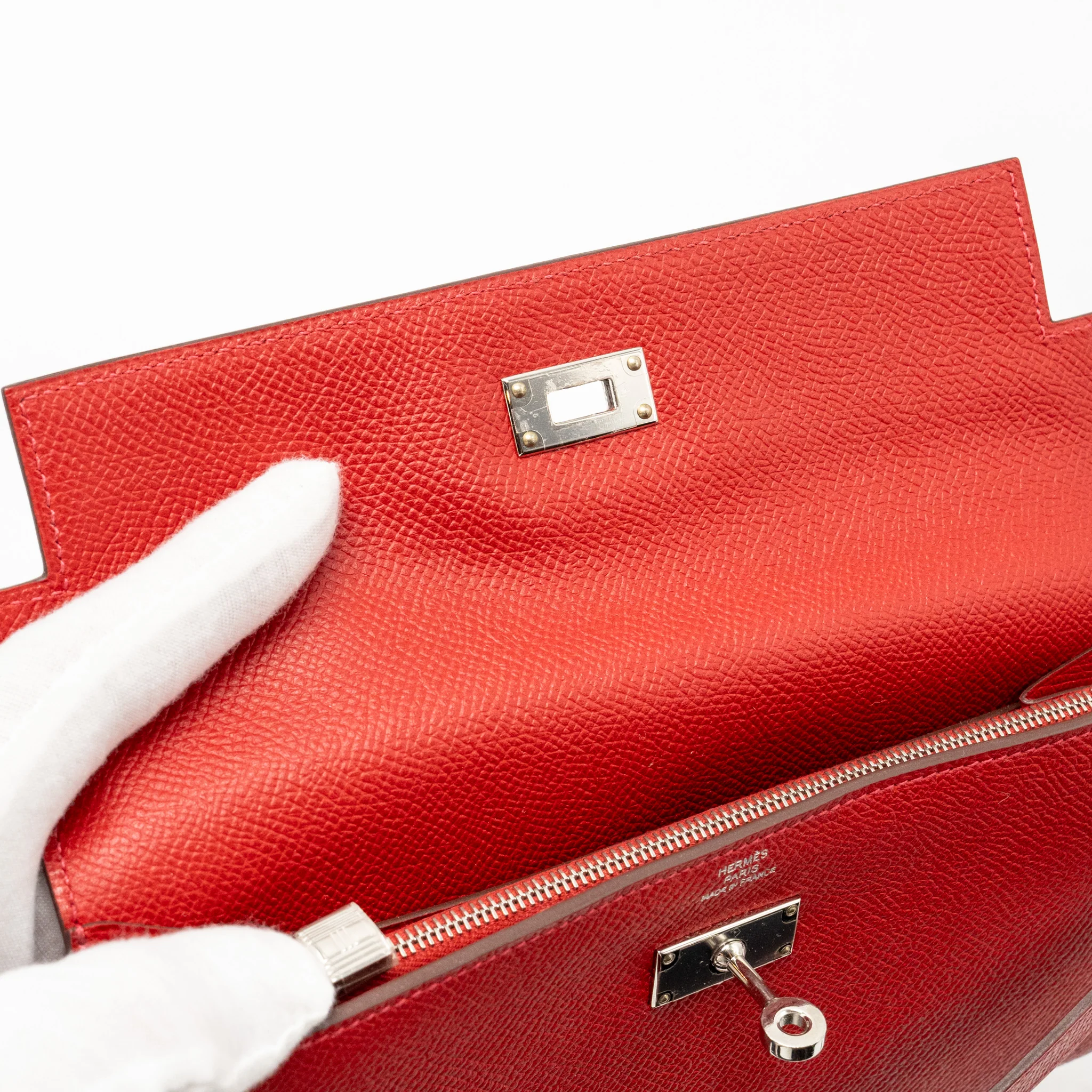 Hermes Kelly Long Wallet Epsom Red SHW - Image 10