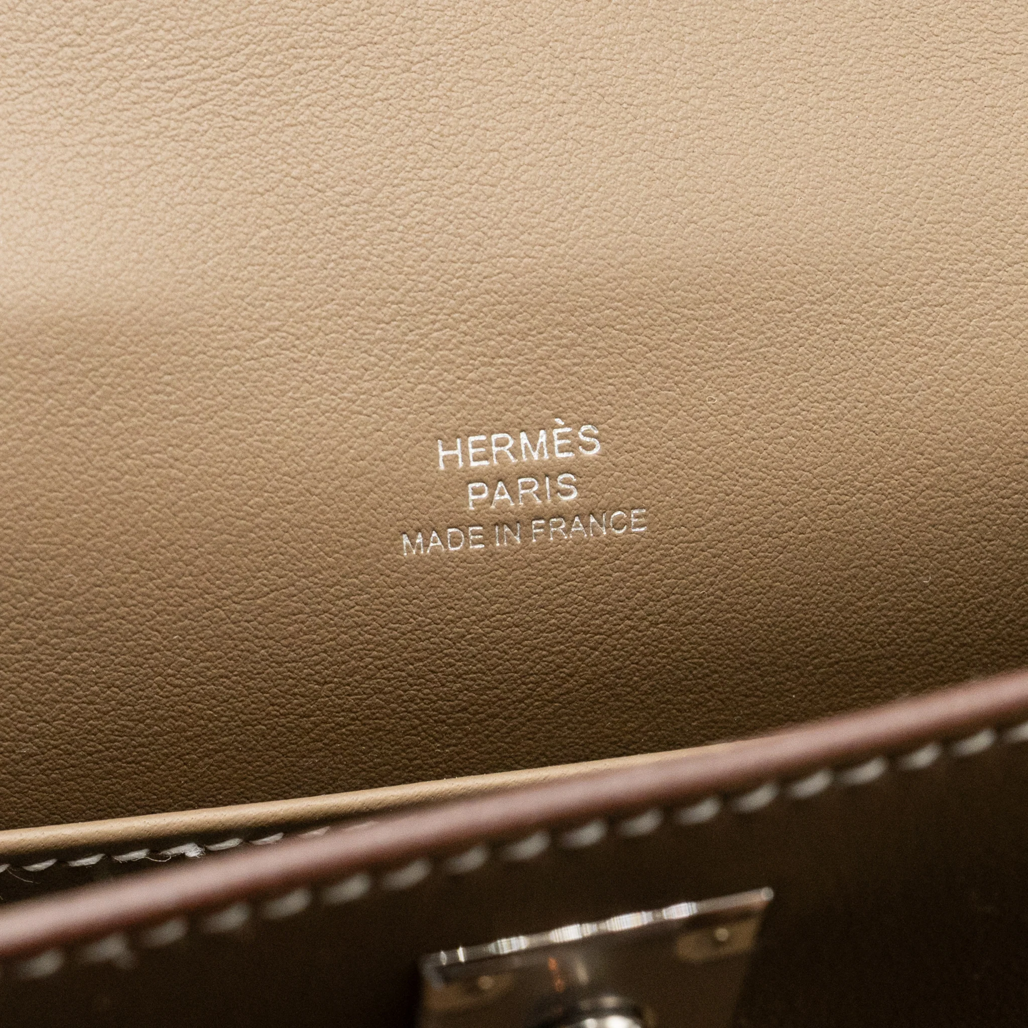 Hermes Kelly Pochette swift etoupe SHW stamp W - Image 17
