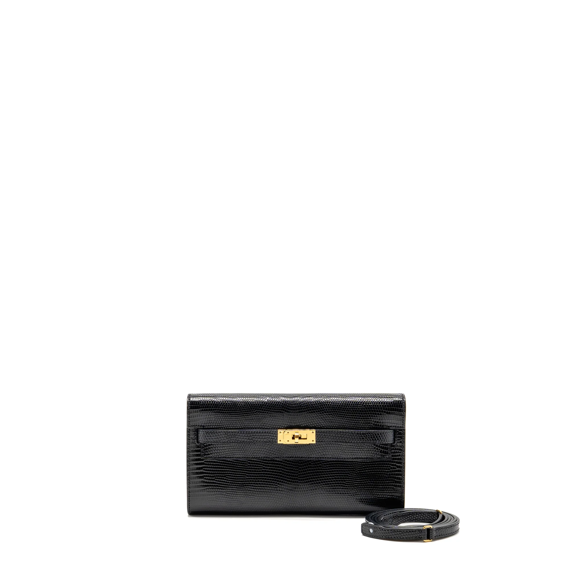 Hermes kelly to go lizard niloticus lisse black GHW stamp U