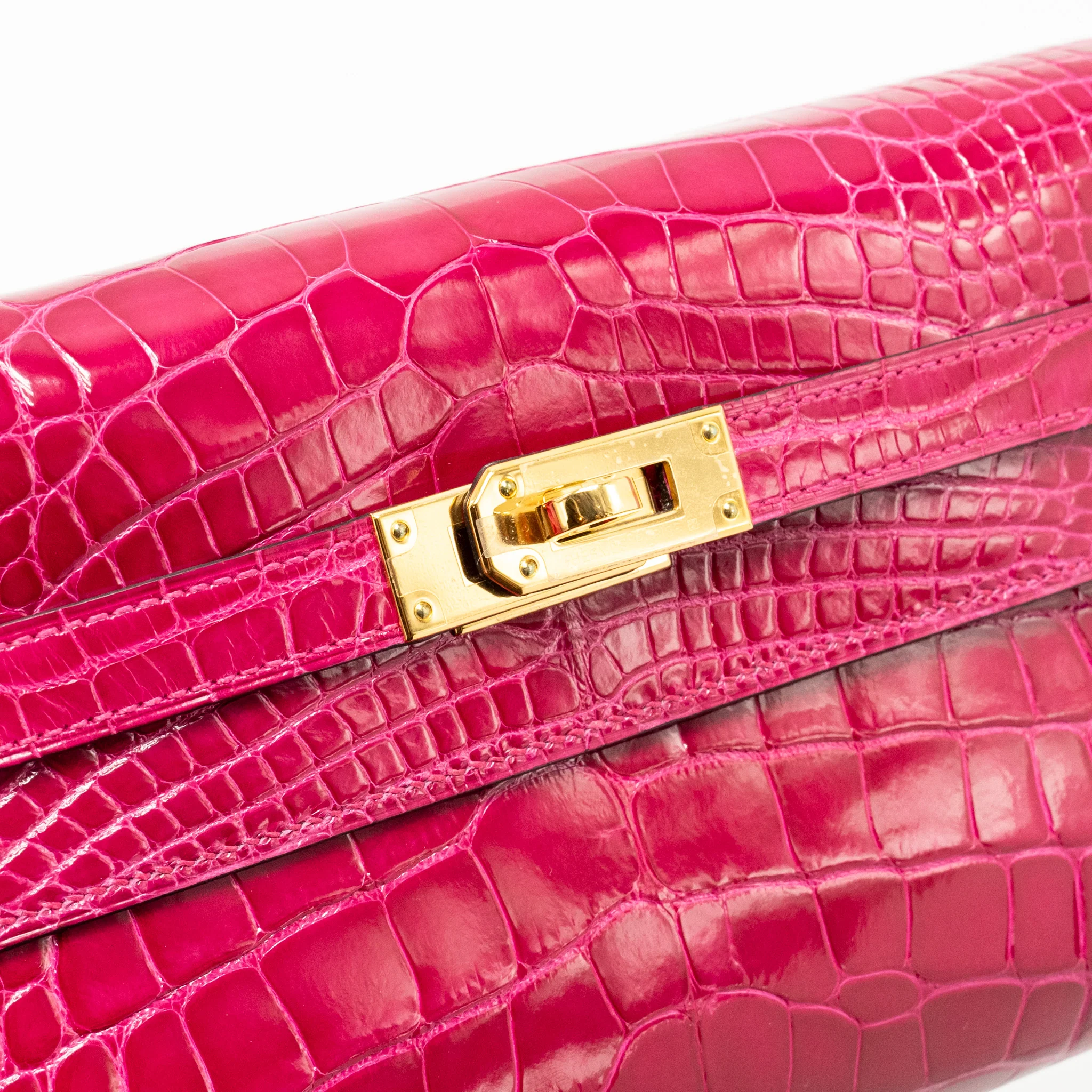 Hermes Kelly To Go shiny alligator mississippiensis rose Mexico GHW stamp Y - Image 12