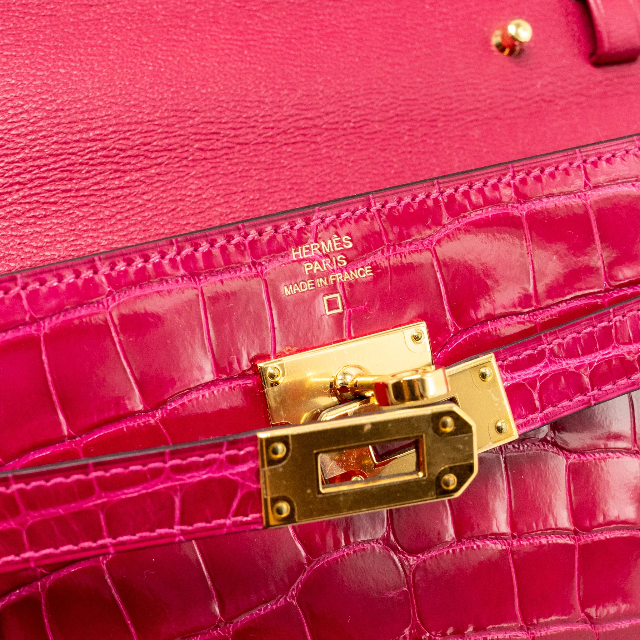 Hermes Kelly To Go shiny alligator mississippiensis rose Mexico GHW stamp Y - Image 13