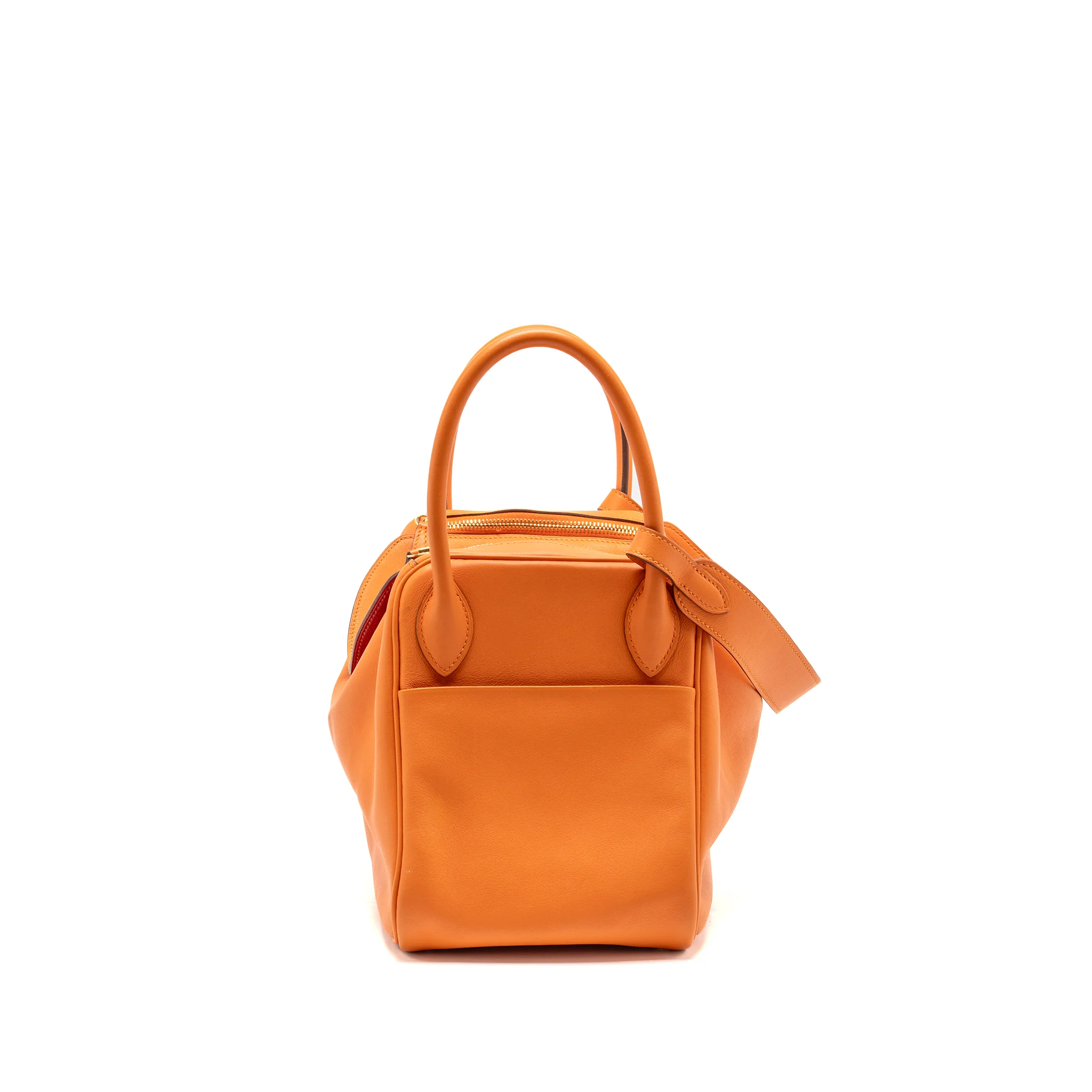 Hermes Lindy 30 Swift Leather orange / red LGHW Stamp X - Image 4