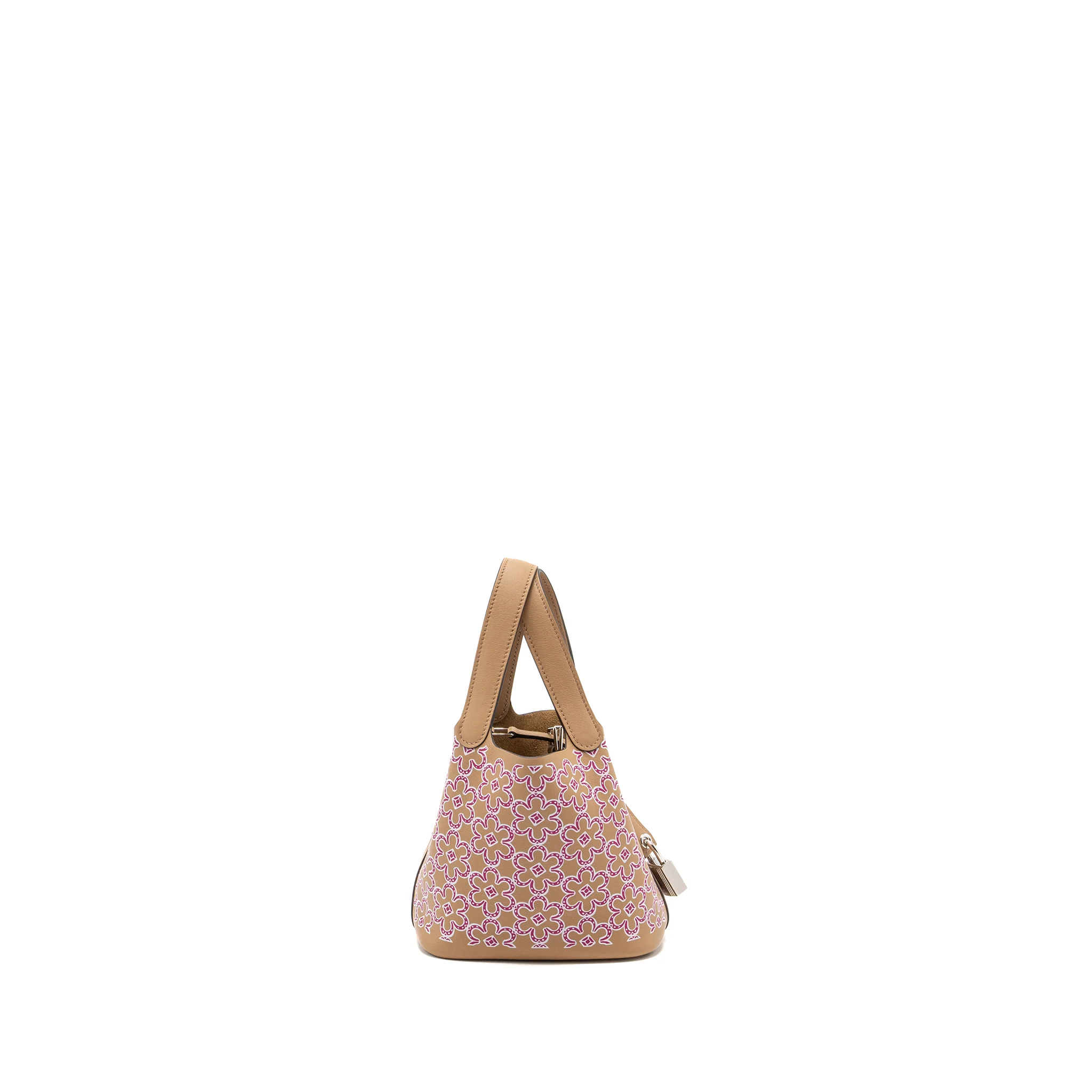 Hermes Lucky Daisy Micro Picotin Swift Chai-Rose-Blanc/Chai SHW Stamp U - Image 3