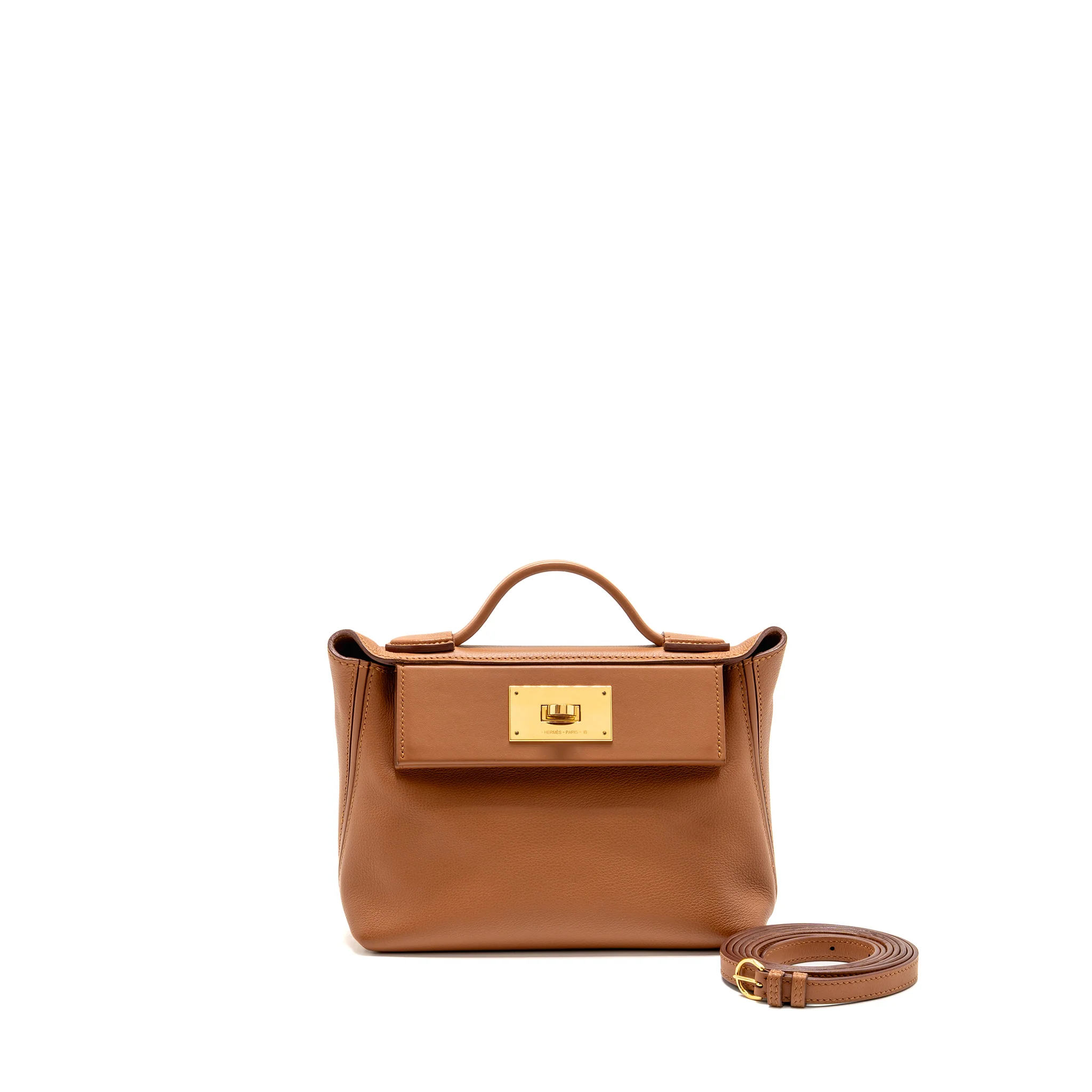 Hermes mini 24/24 2424-21 bag evercolor gold GHW stamp Z