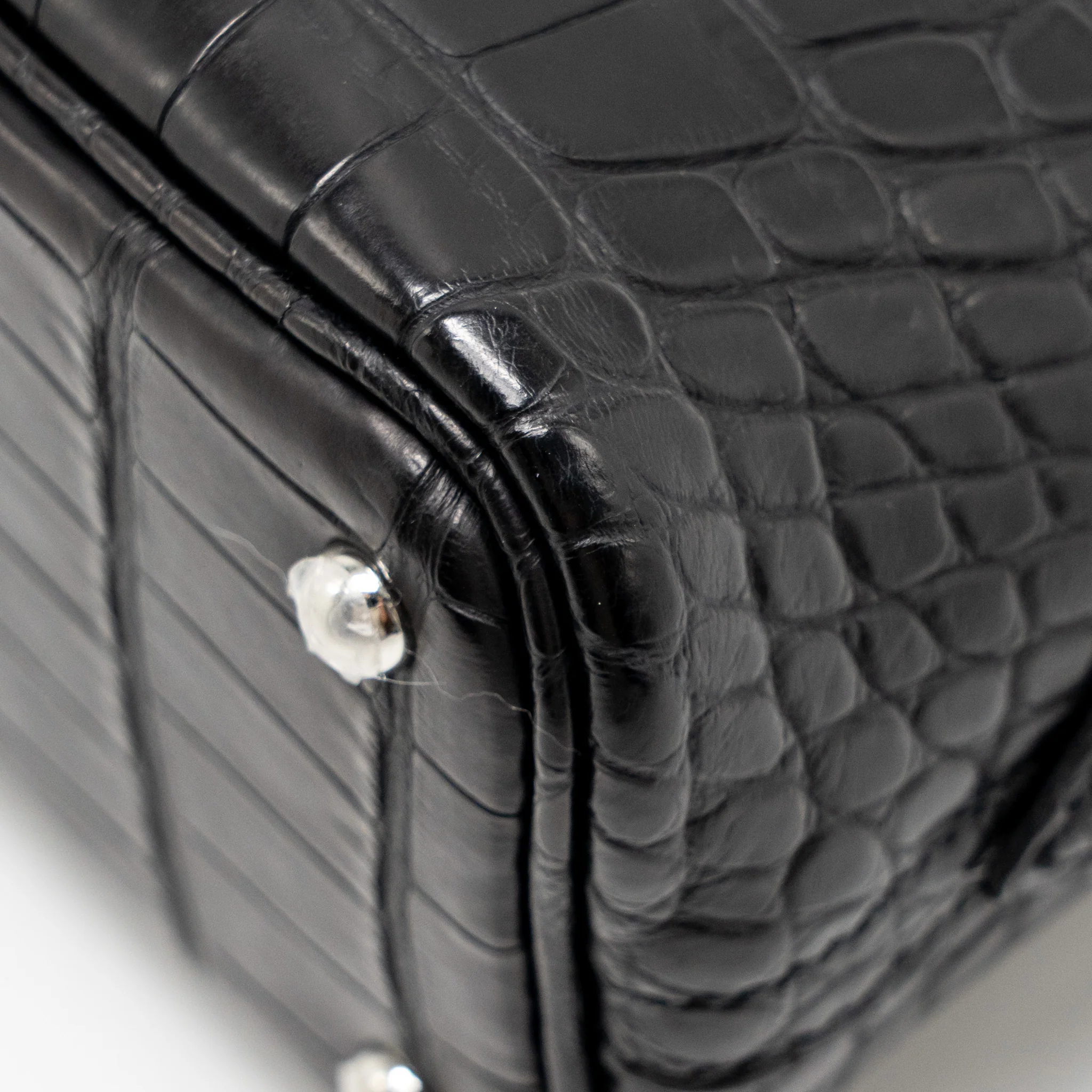 Hermes Mini Bolide Alligator Mississippiensis Mat Black SHW Stamp W - Image 11