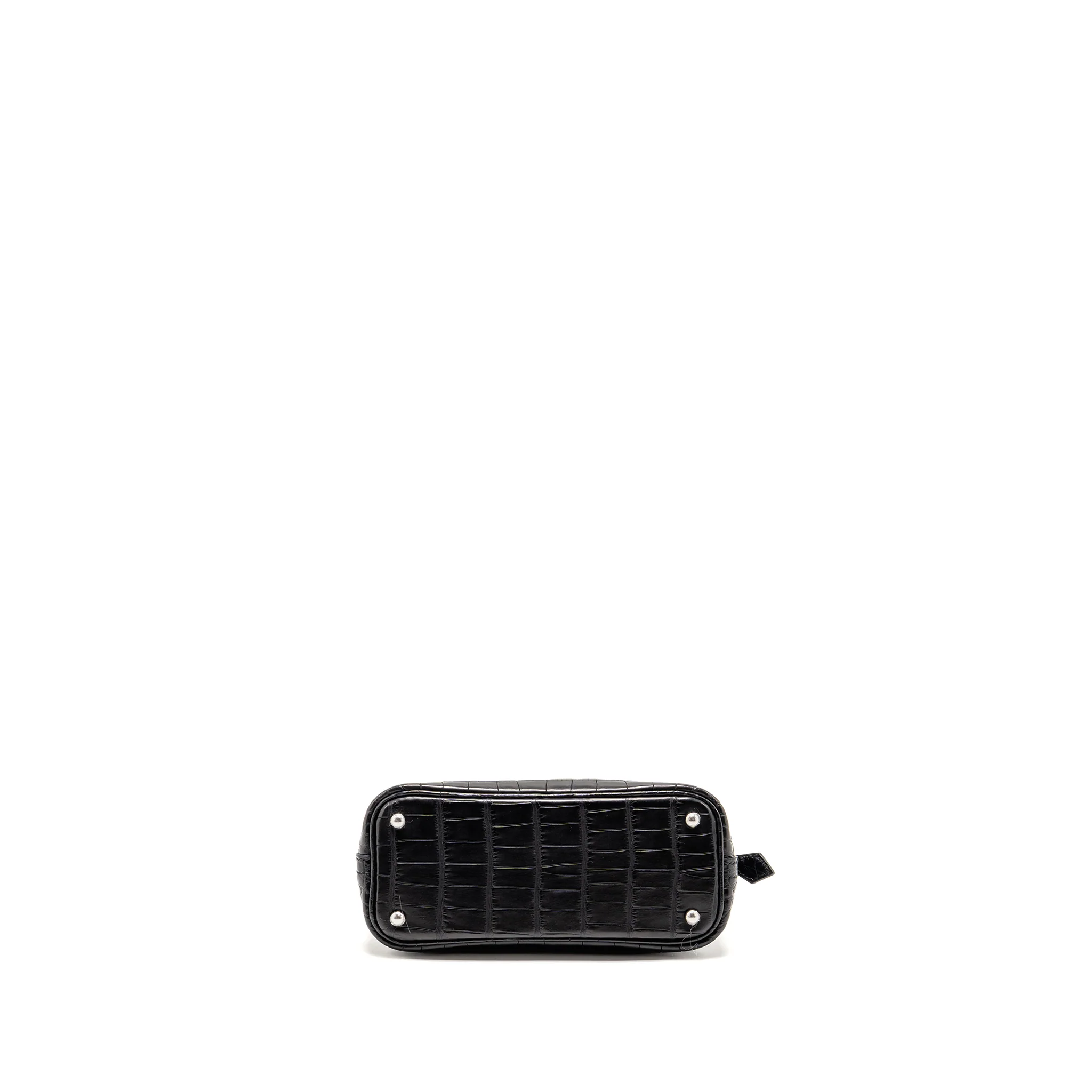 Hermes Mini Bolide Alligator Mississippiensis Mat Black SHW Stamp W - Image 5