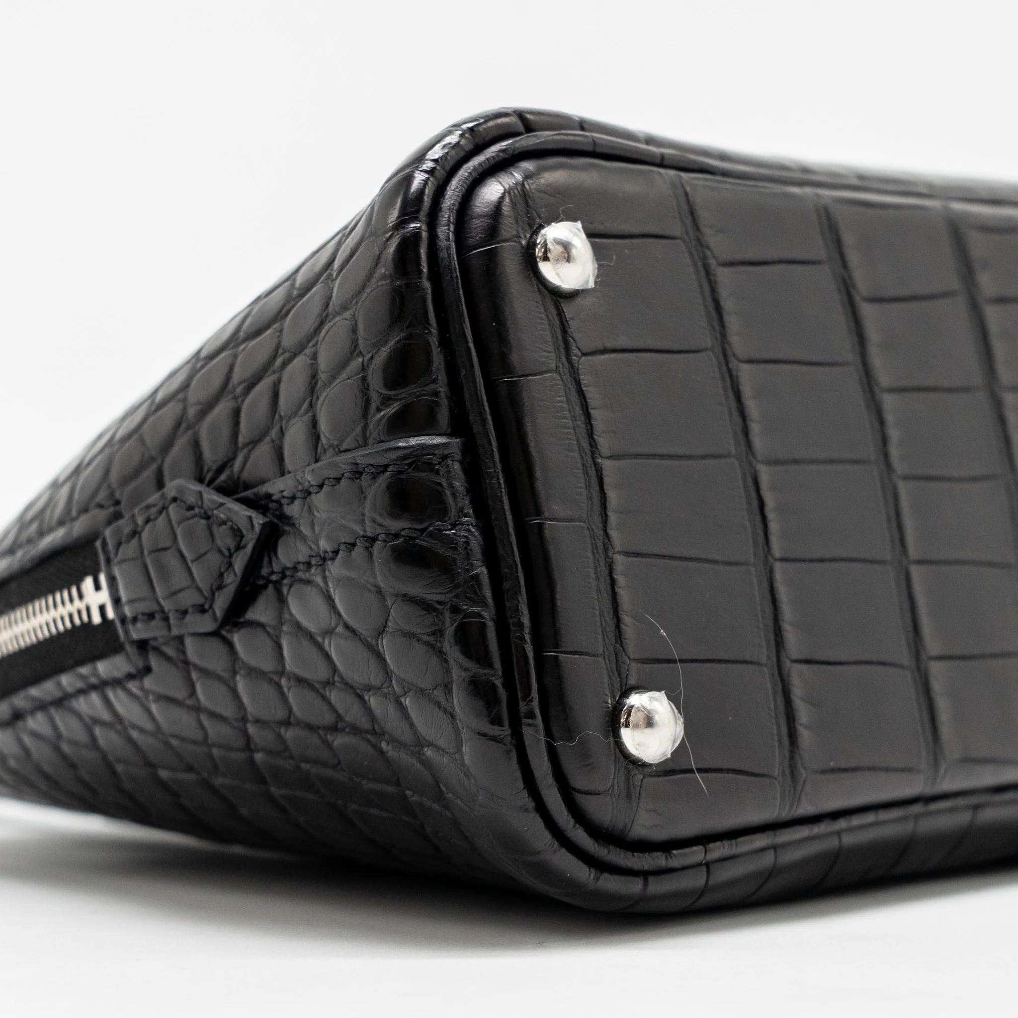 Hermes Mini Bolide Alligator Mississippiensis Mat Black SHW Stamp W - Image 6
