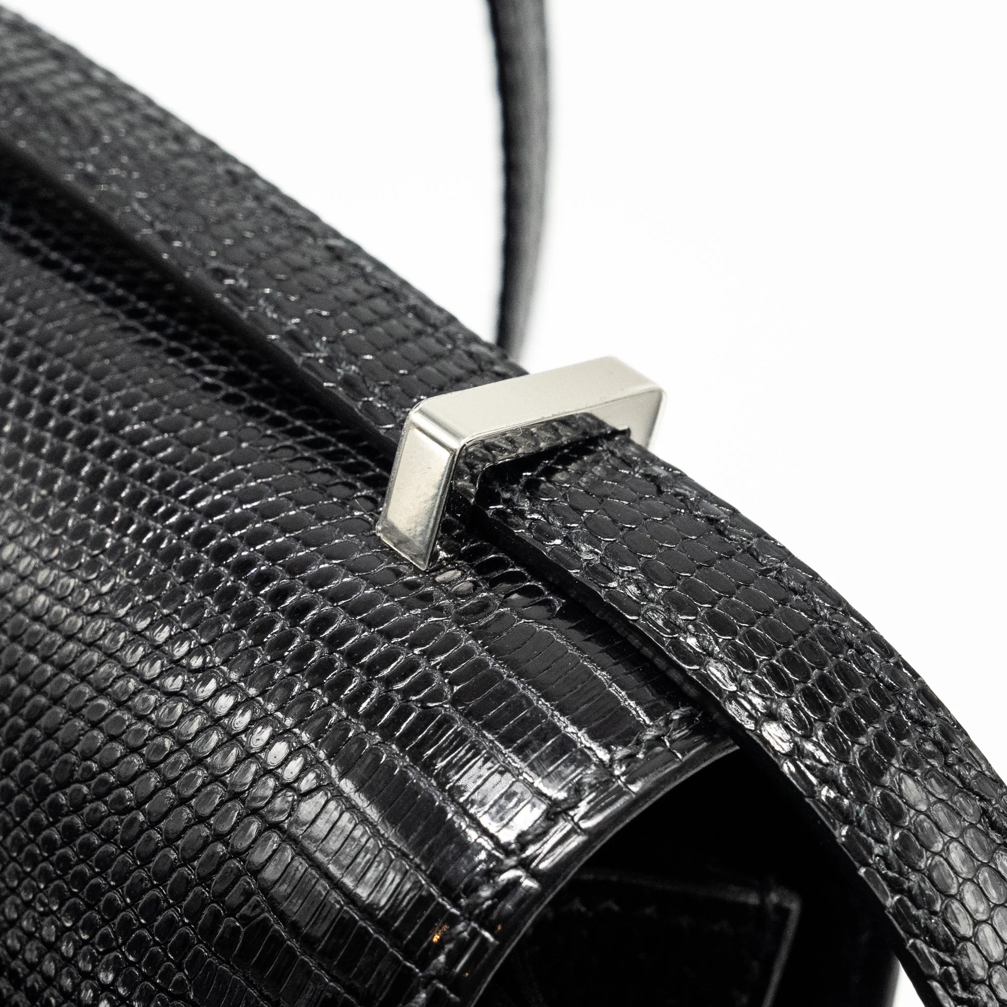 Hermes Mini Constance Lizard Varanus Salvator Black SHW Stamp U - Image 15