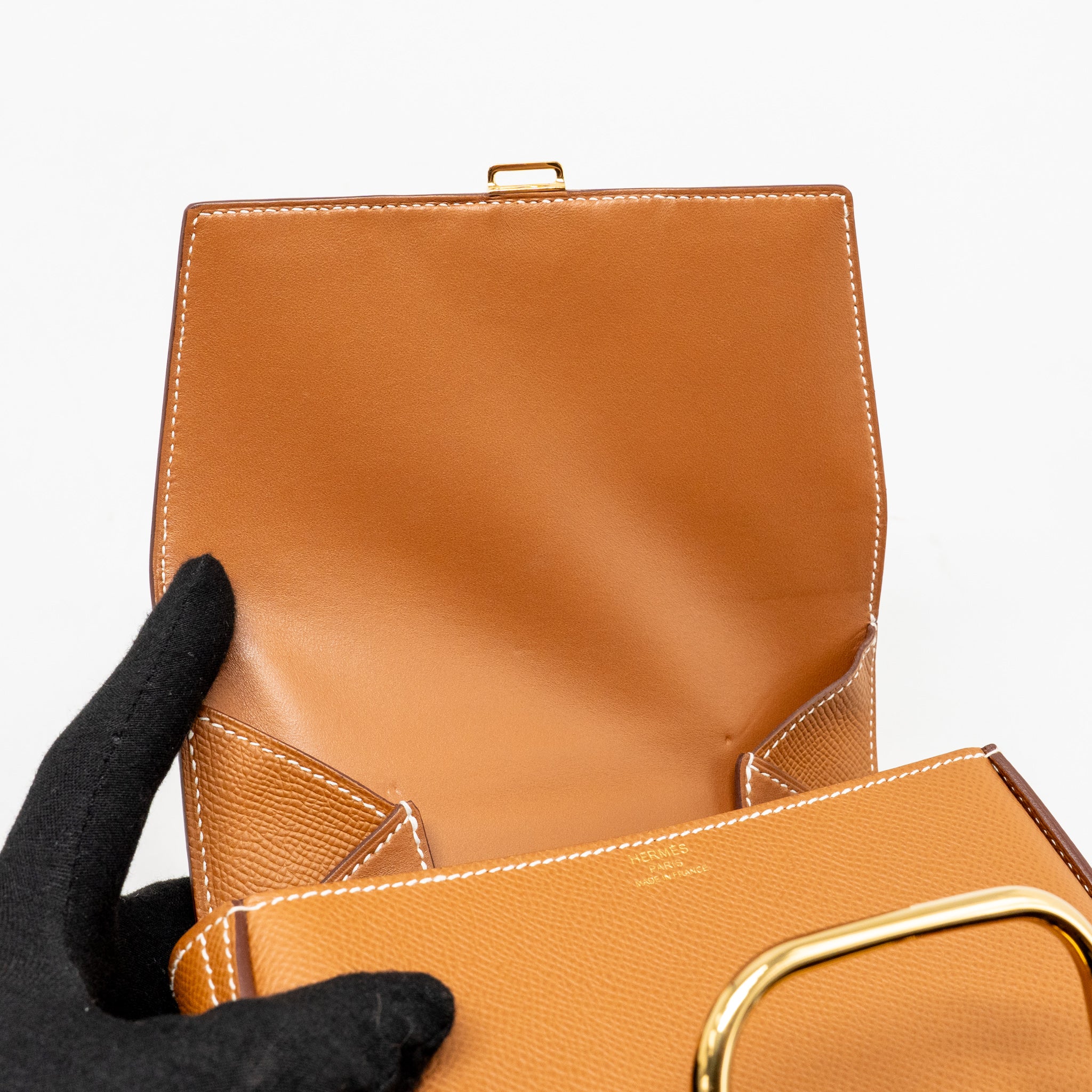 Hermes Mini DELLA CAVALLERIA Epsom Gold GHW Stamp U - Image 15